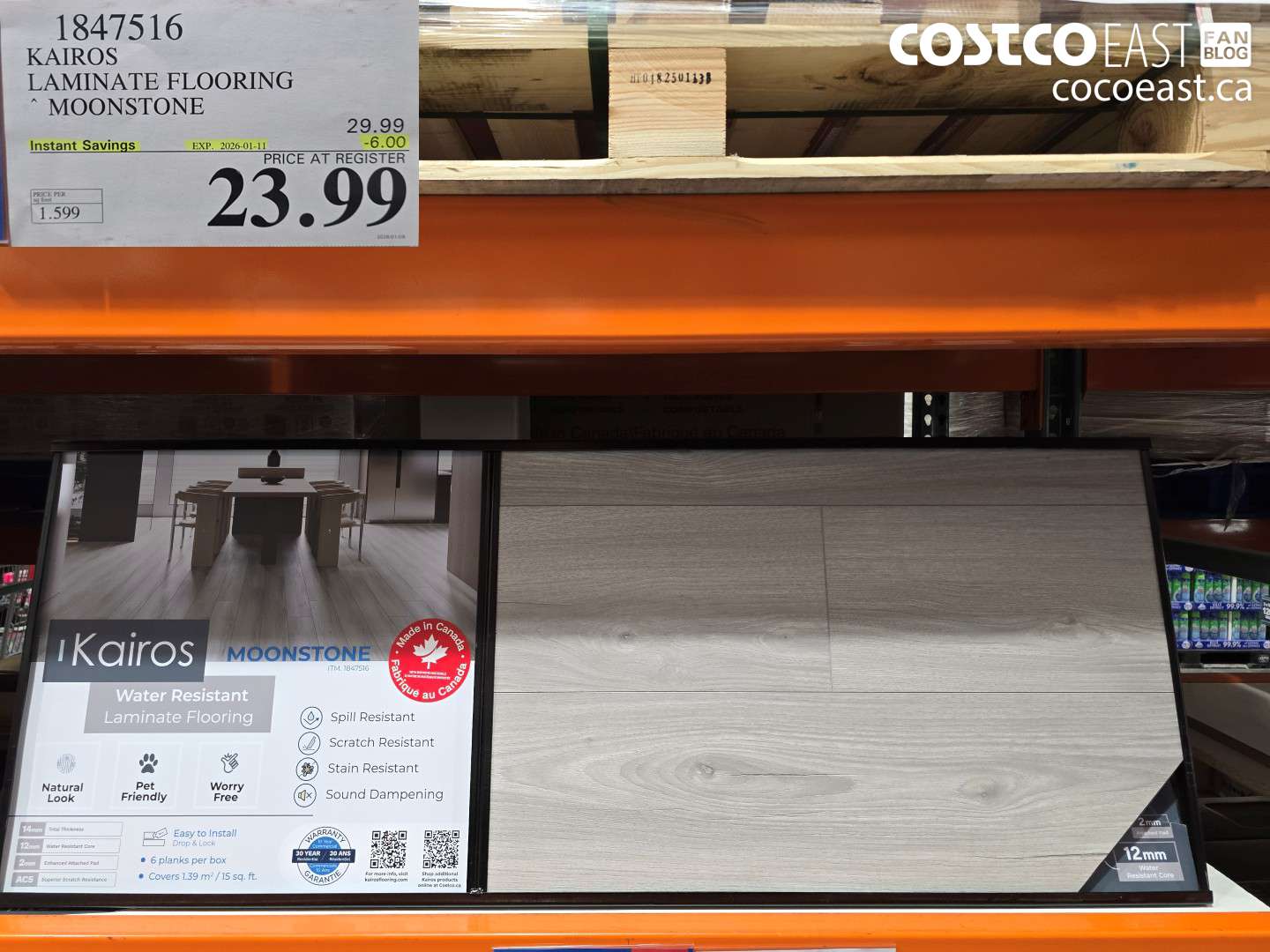 1847516 KAIROS LAMINATE FLOORING MOONSTONE ($6.00 INSTANT SAVINGS EXPIRES ON 2026-01-11) $23.99