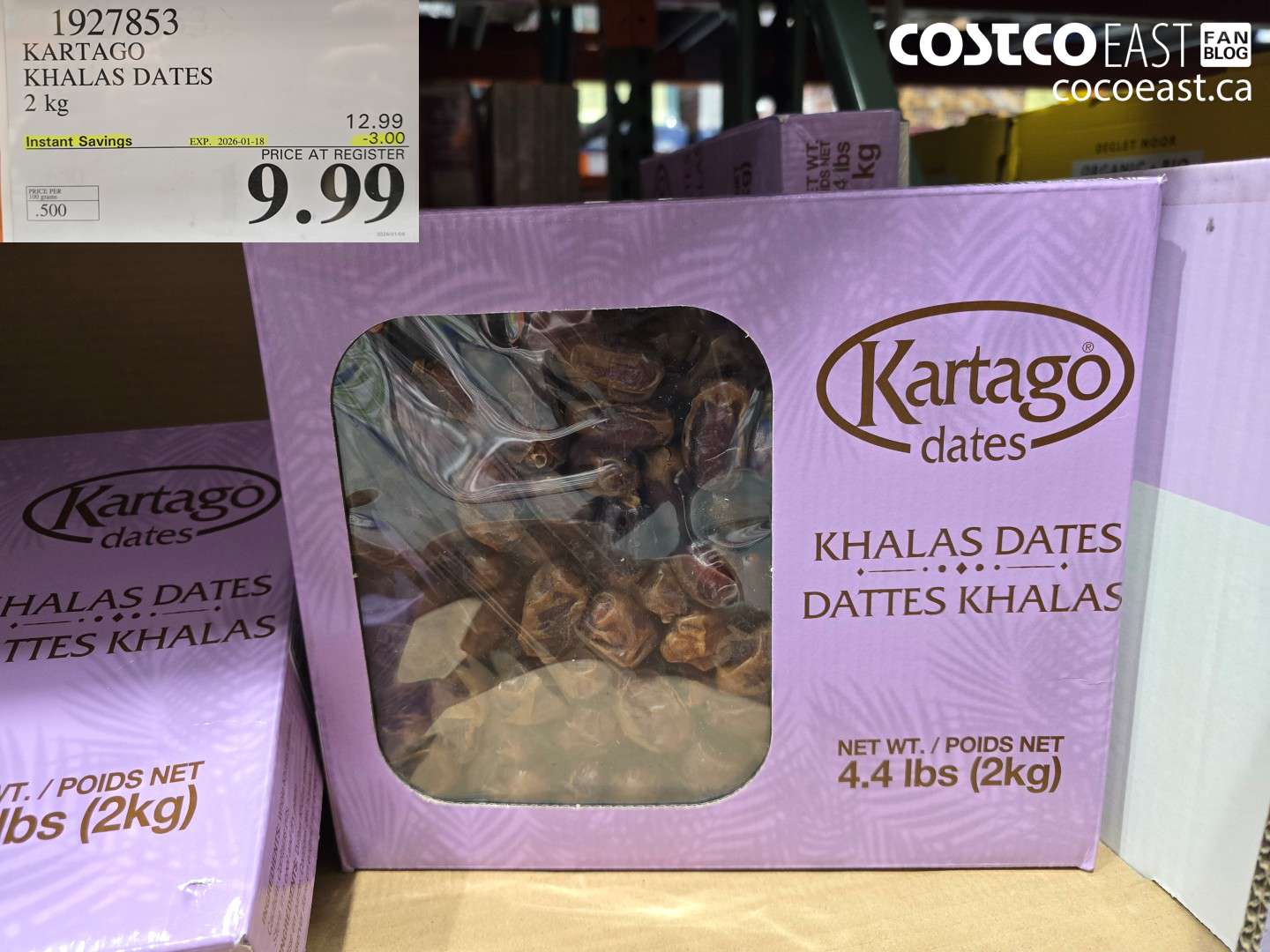 1927853 KARTAGO KHALAS DATES 2 kg ($3.00 INSTANT SAVINGS EXPIRES ON 2026-01-18) $9.99