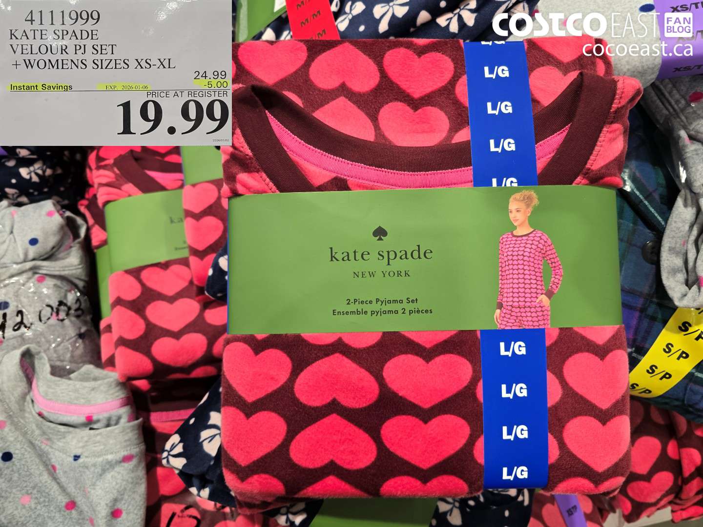 4111999 KATE SPADE VELOUR PJ SET +WOMENS SIZES XS-XL  ($5.00 INSTANT SAVINGS EXPIRES ON 2026-01-11) $19.99