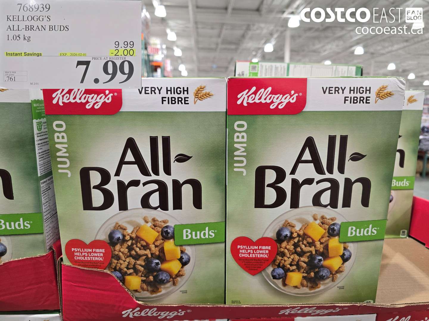 768939 KELLOGG'S ALL-BRAN BUDS 1.05 kg ($2.00 INSTANT SAVINGS EXPIRES ON 2026-02-01) $7.99