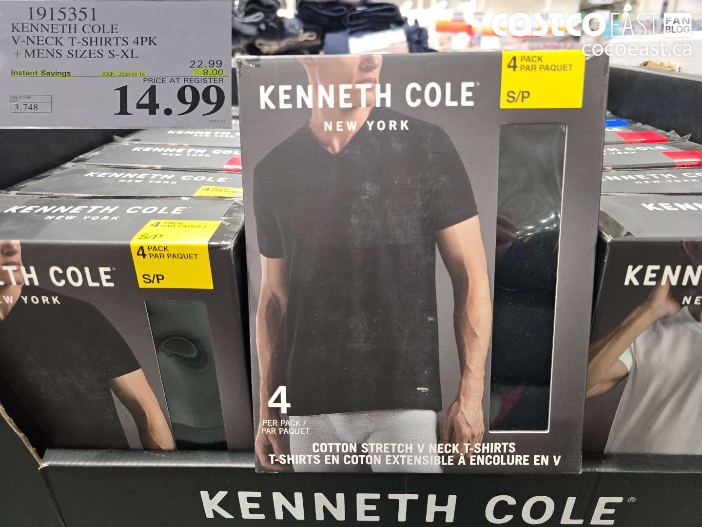1915351 KENNETH COLE V-NECK T-SHIRTS 4PK +MENS SIZES S-XL ($8.00 INSTANT SAVINGS EXPIRES ON 2026-01-18) $14.99