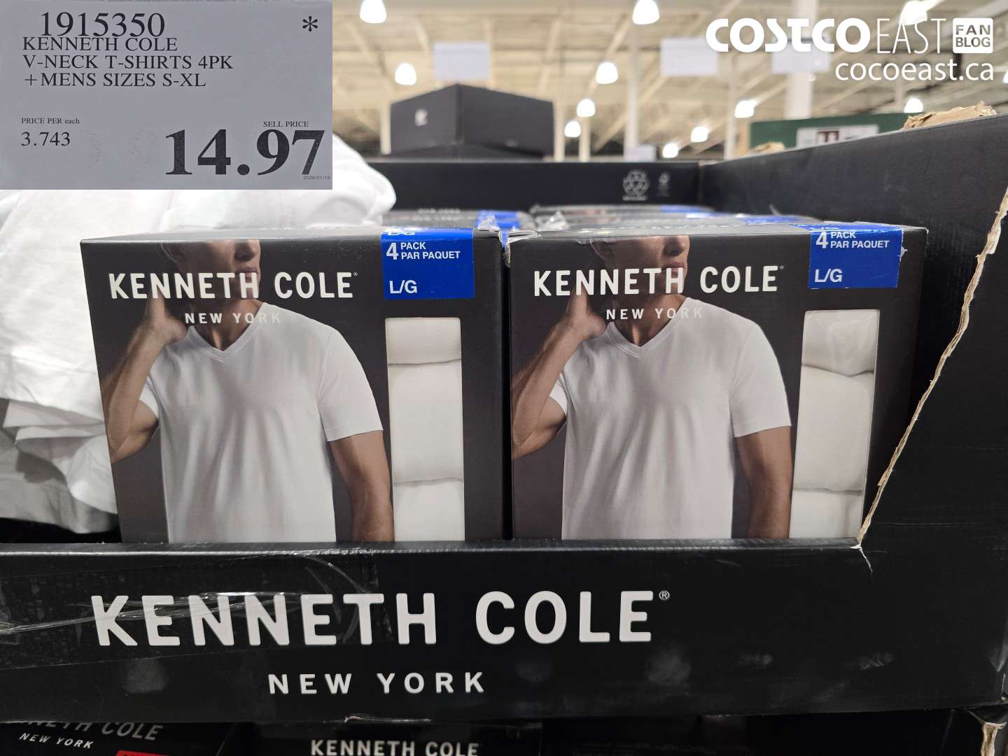 1915350 KENNETH COLE V-NECK T-SHIRTS 4PK +MENS SIZES S-XL $14.97