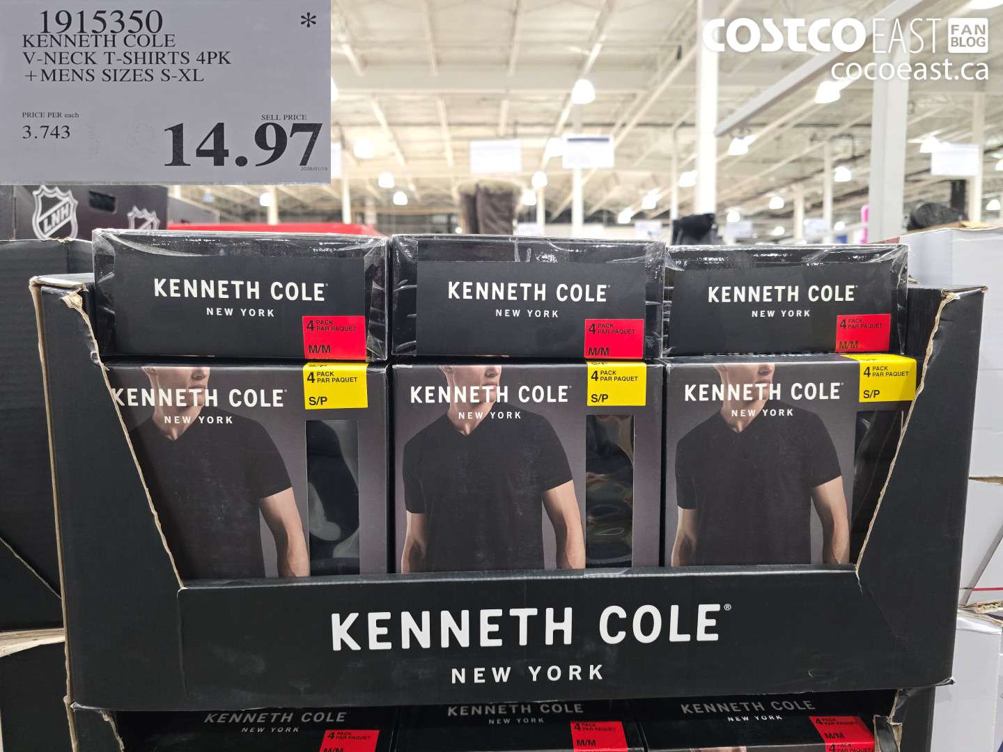 1915350 KENNETH COLE V-NECK T-SHIRTS 4PK +MENS SIZES S-XL $14.97