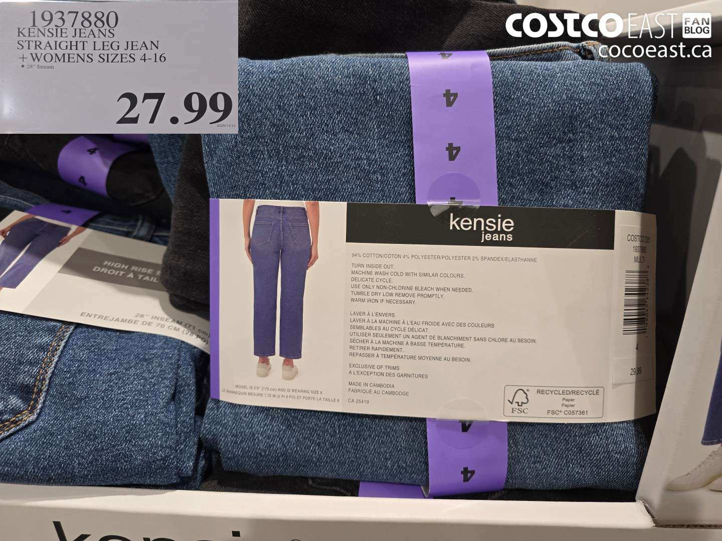 1937880 KENSIE JEANS STRAIGHT LEG JEAN + WOMENS SIZES 4-16 $27.99