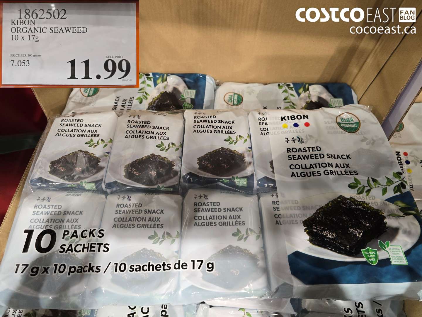 1862502 KIBON ORGANIC SEAWEED 10 x 17g $11.99