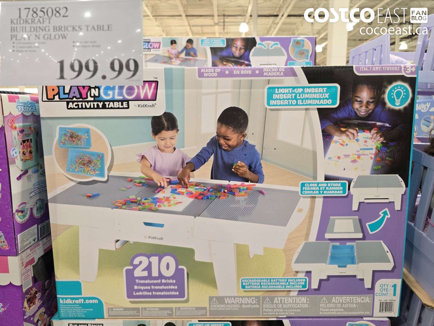 1785082 KIDKRAFT BUILDING BRICKS TABLE PLAY N GLOW $199.99