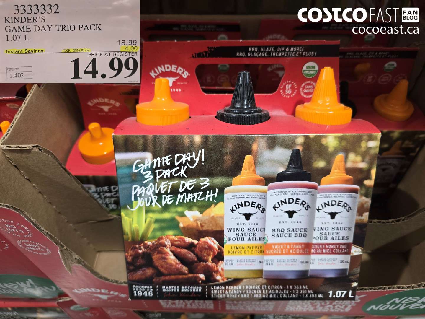 3333332 KINDER'S GAME DAY TRIO PACK 1.07 L ($4.00 INSTANT SAVINGS EXPIRES ON 2026-02-08) $14.99