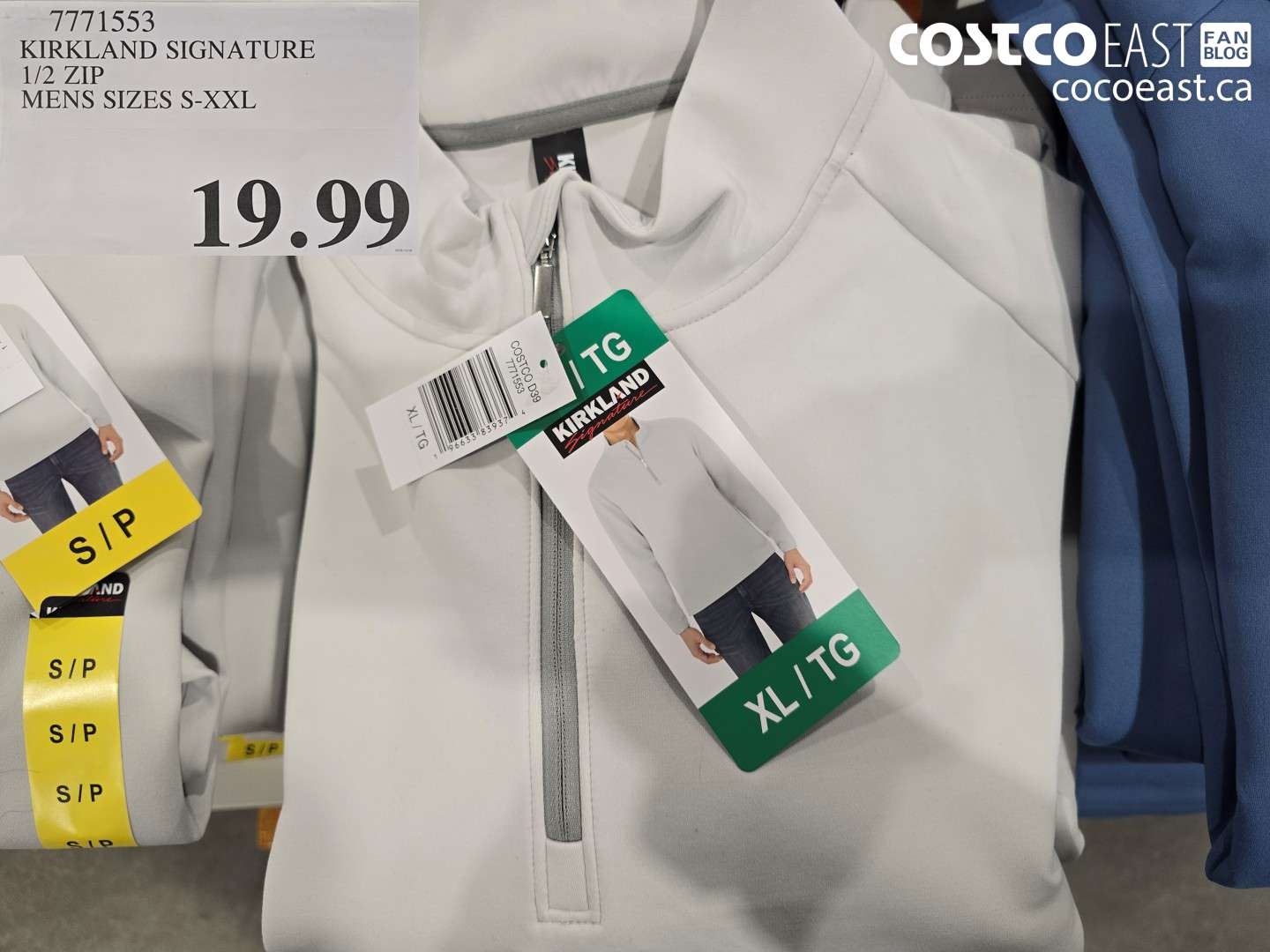 7771553 KIRKLAND SIGNATURE 1/2 ZIP MENS SIZES S-XXL $19.99