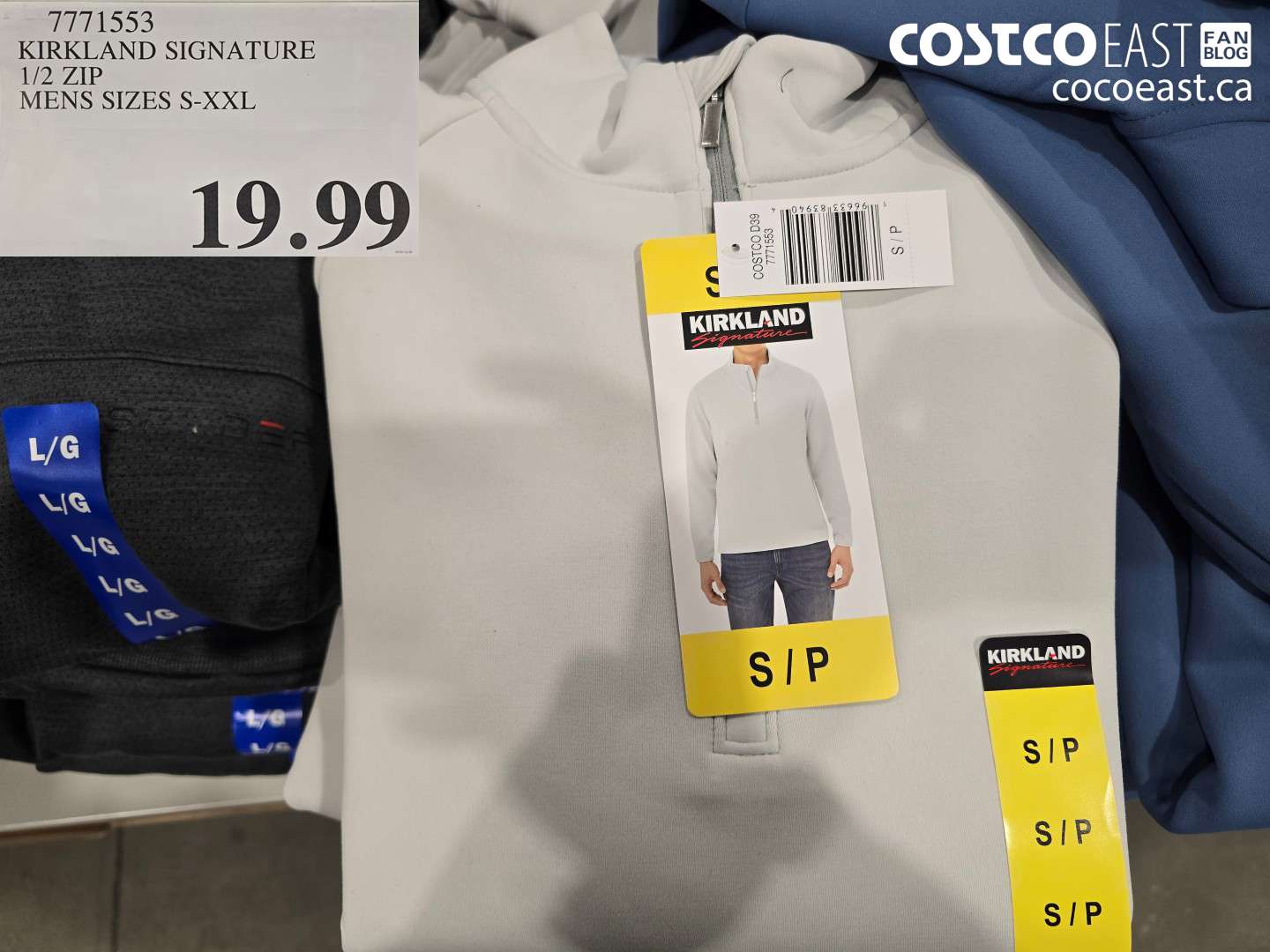 7771553 KIRKLAND SIGNATURE 1/2 ZIP MENS SIZES S-XXL $19.99