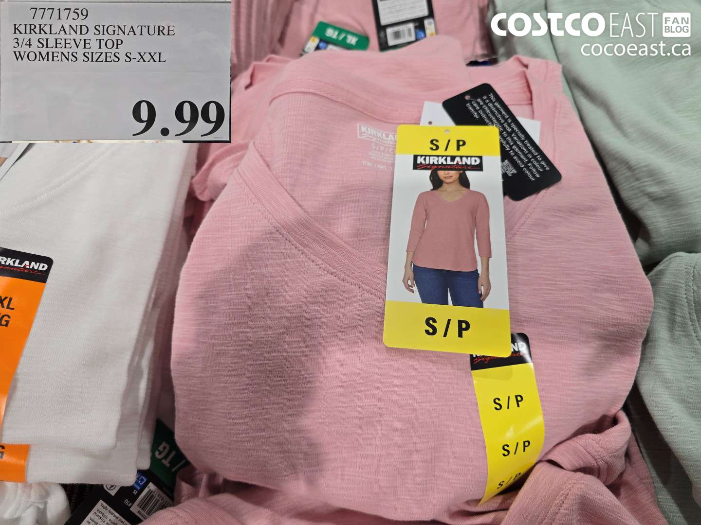 7771759 KIRKLAND SIGNATURE 3/4 SLEEVE TOP WOMENS SIZES S-XXL $9.99