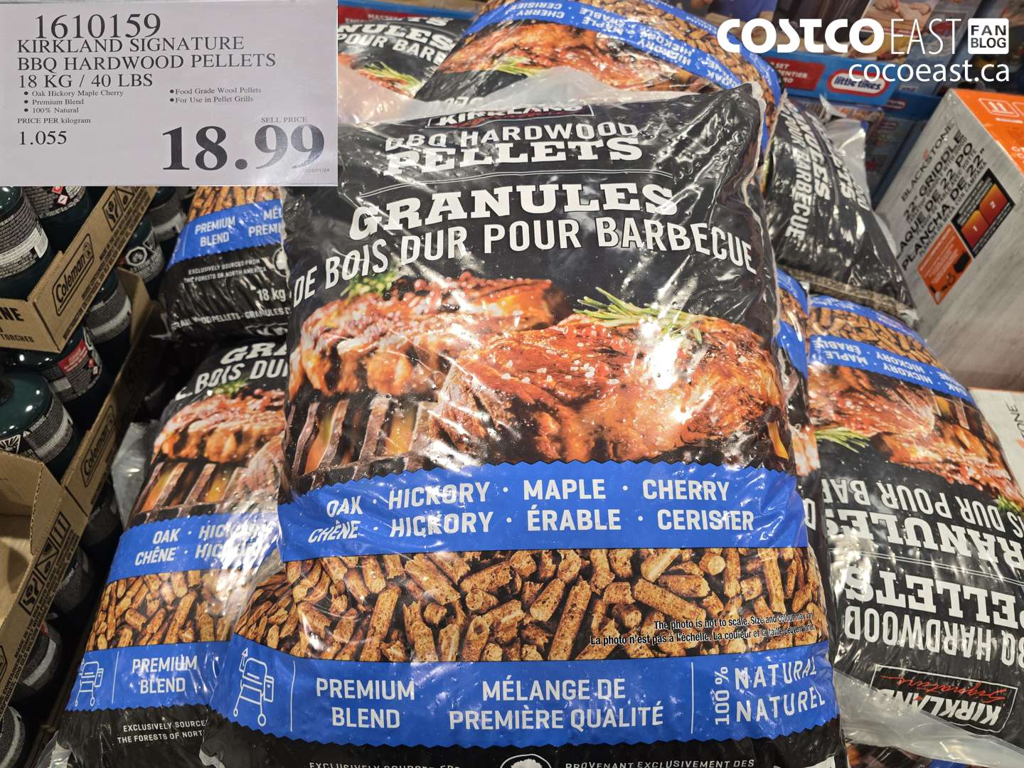 1610159 KIRKLAND SIGNATURE BBQ HARDWOOD PELLETS 18 KG / 40 LBS $18.99