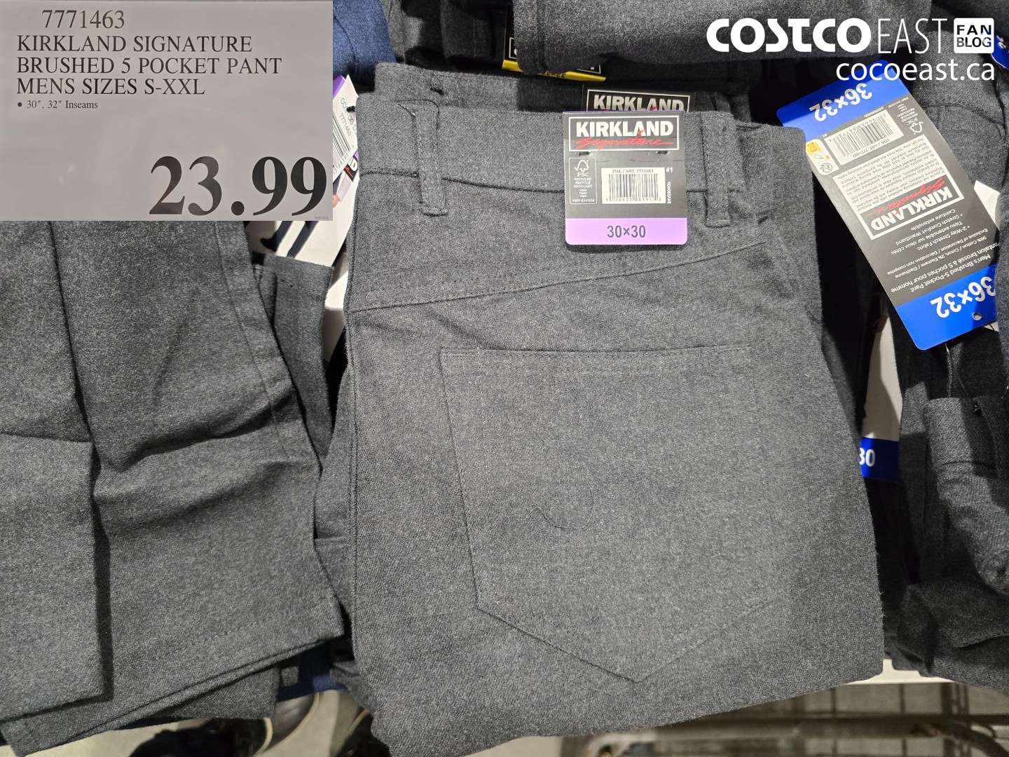 7171463 KIRKLAND SIGNATURE BRUSHED 5 POCKET PANT MENS SIZES S-XXL $23.99