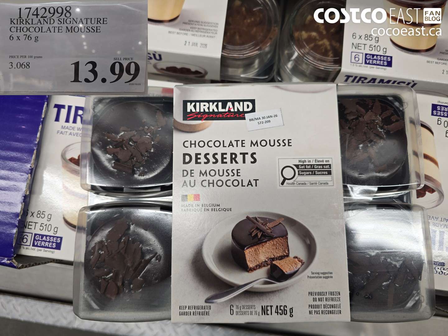 1742998 KIRKLAND SIGNATURE CHOCOLATE MOUSSE 6 X 76 G $13.99