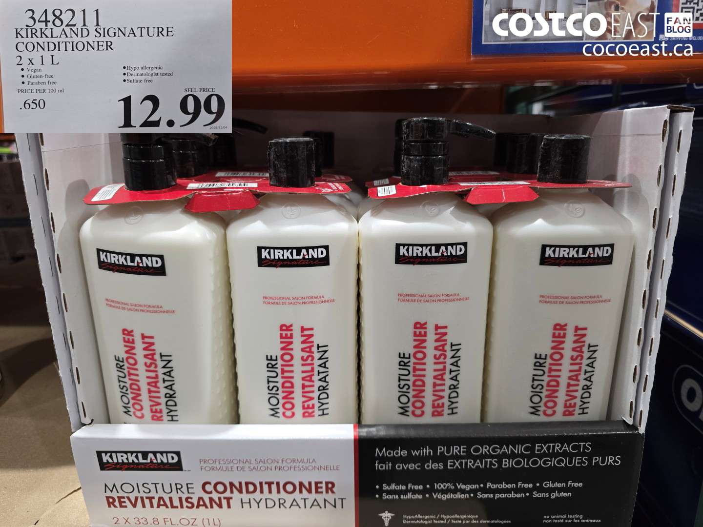 348211 KIRKLAND SIGNATURE CONDITIONER 2 X 1L $12.99