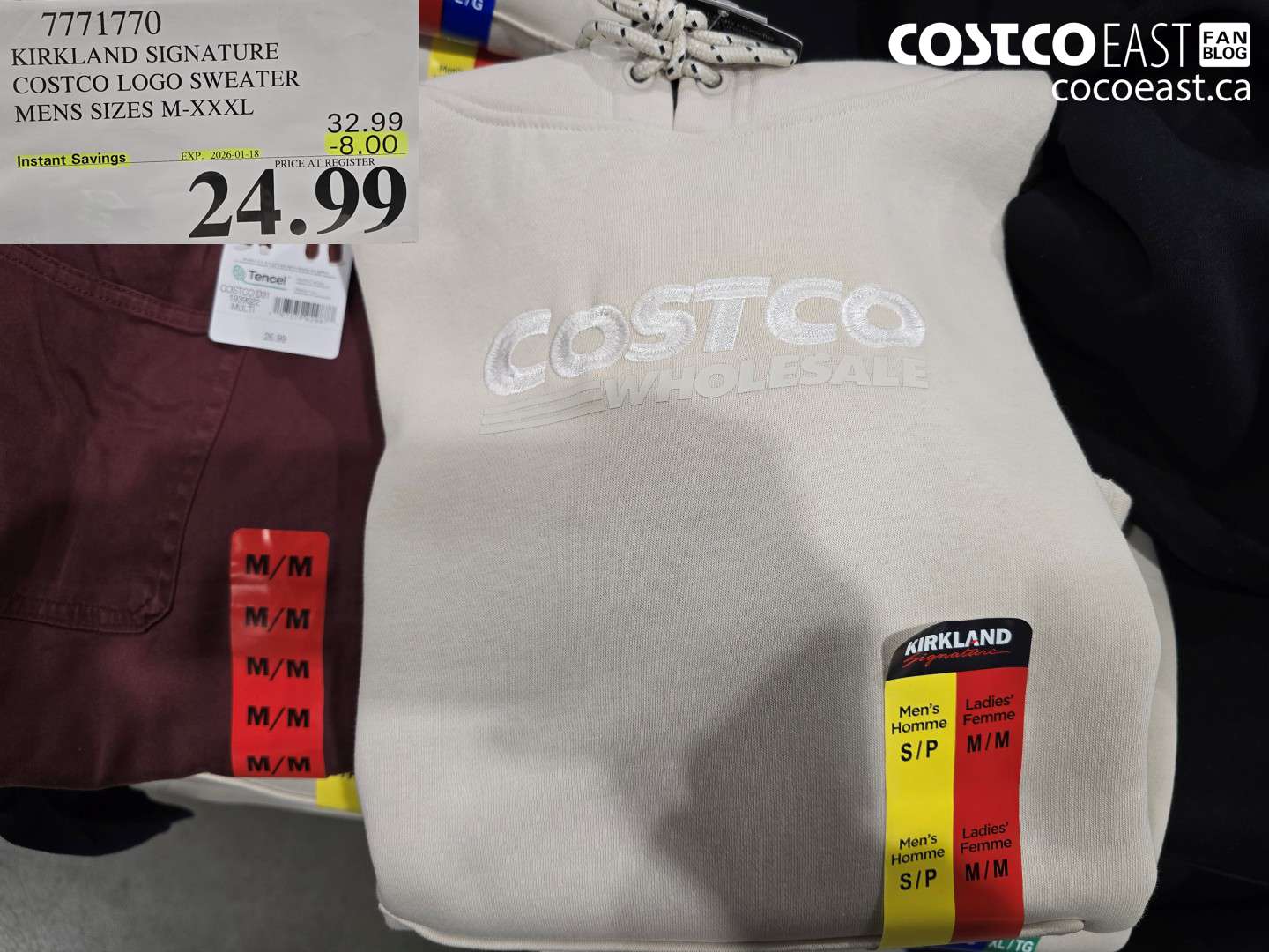 7771770 KIRKLAND SIGNATURE COSTCO LOGO SWEATER MENS SIZES M-XXXL ($8.00 INSTANT SAVINGS EXPIRES ON 2026-01-18) $24.99