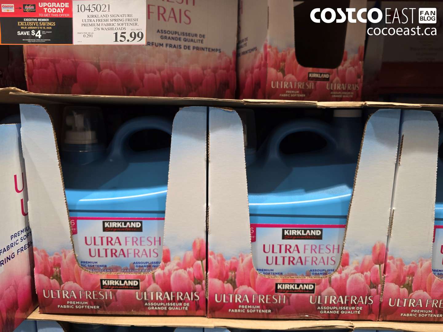 1045021 KIRKLAND SIGNATURE FABRIC SOFTENER 276 WASHLOADS ($4.00 INSTANT SAVINGS EXPIRES ON 2026-01-18) $11.99