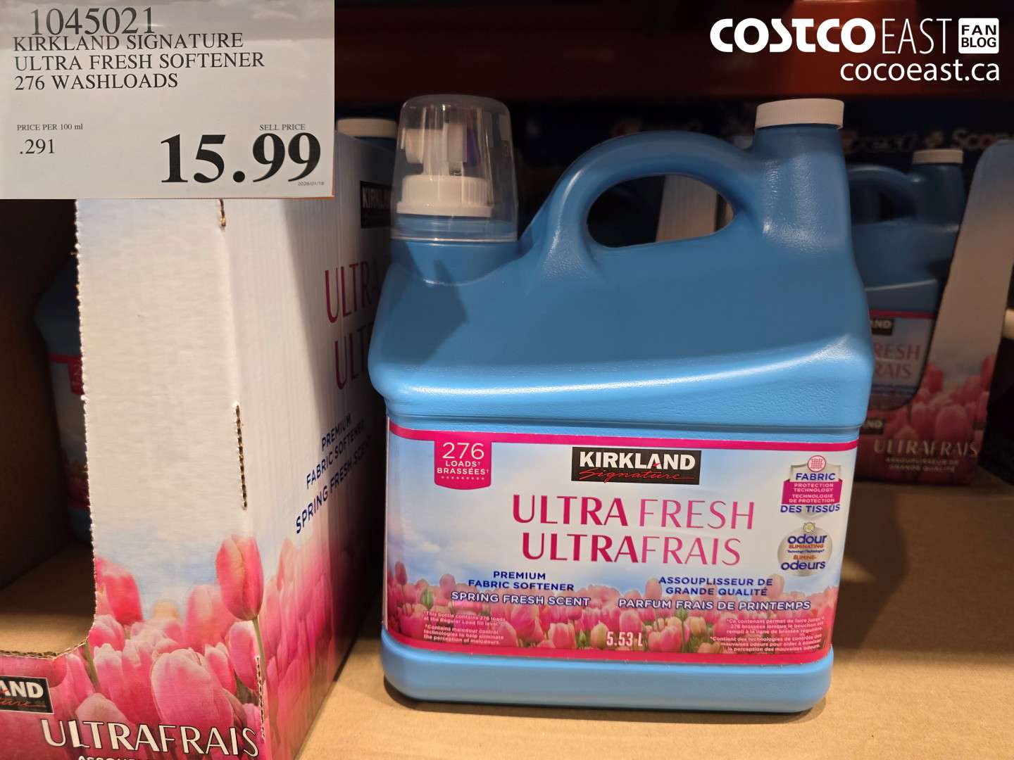 1045021 KIRKLAND SIGNATURE FABRIC SOFTENER 276 WASHLOADS $15.99