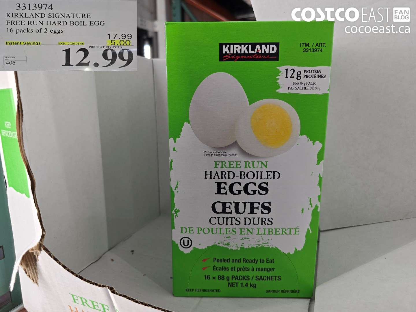 3313974 KIRKLAND SIGNATURE FREE RUN HARD BOIL EGG 16 packs of 2 eggs ($5.00 INSTANT SAVINGS EXPIRES ON 2026-01-06) $12.99