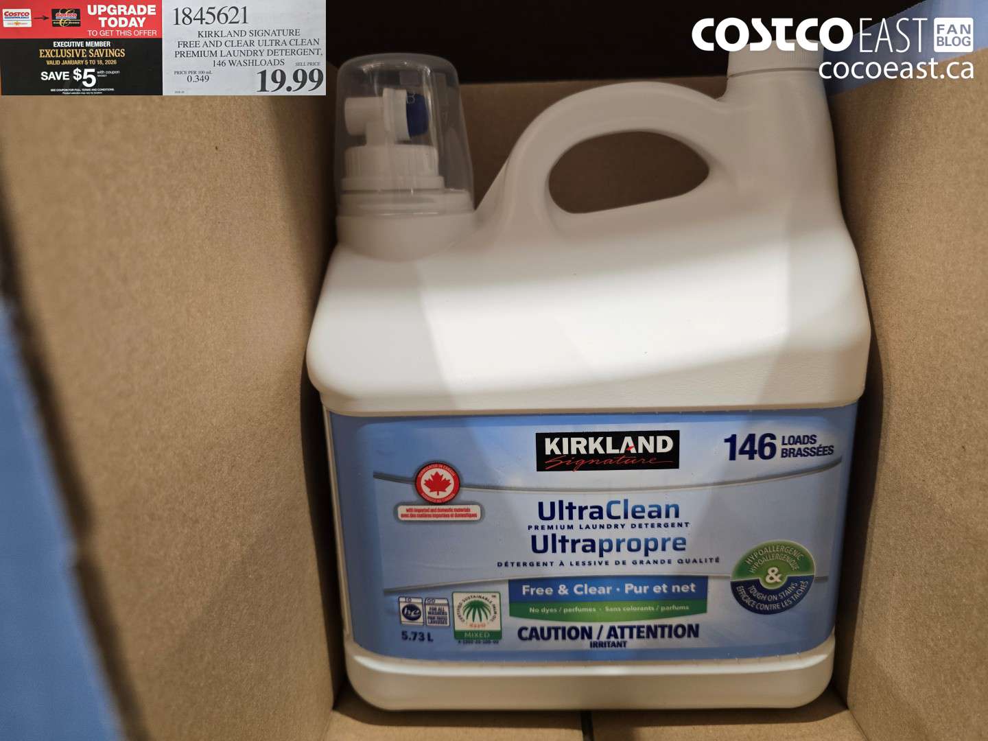 1845621 KIRKLAND SIGNATURE FREE & CLEAR 146 WASHLOADS ($5.00 INSTANT SAVINGS EXPIRES ON 2026-01-18) $14.99