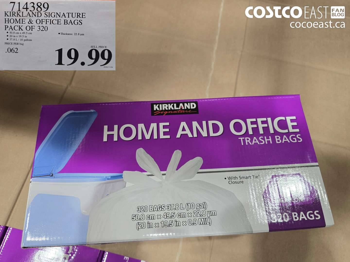 714389 KIRKLAND SIGNATURE HOME AND OFFICE BAGS PACK OF 320 $19.99