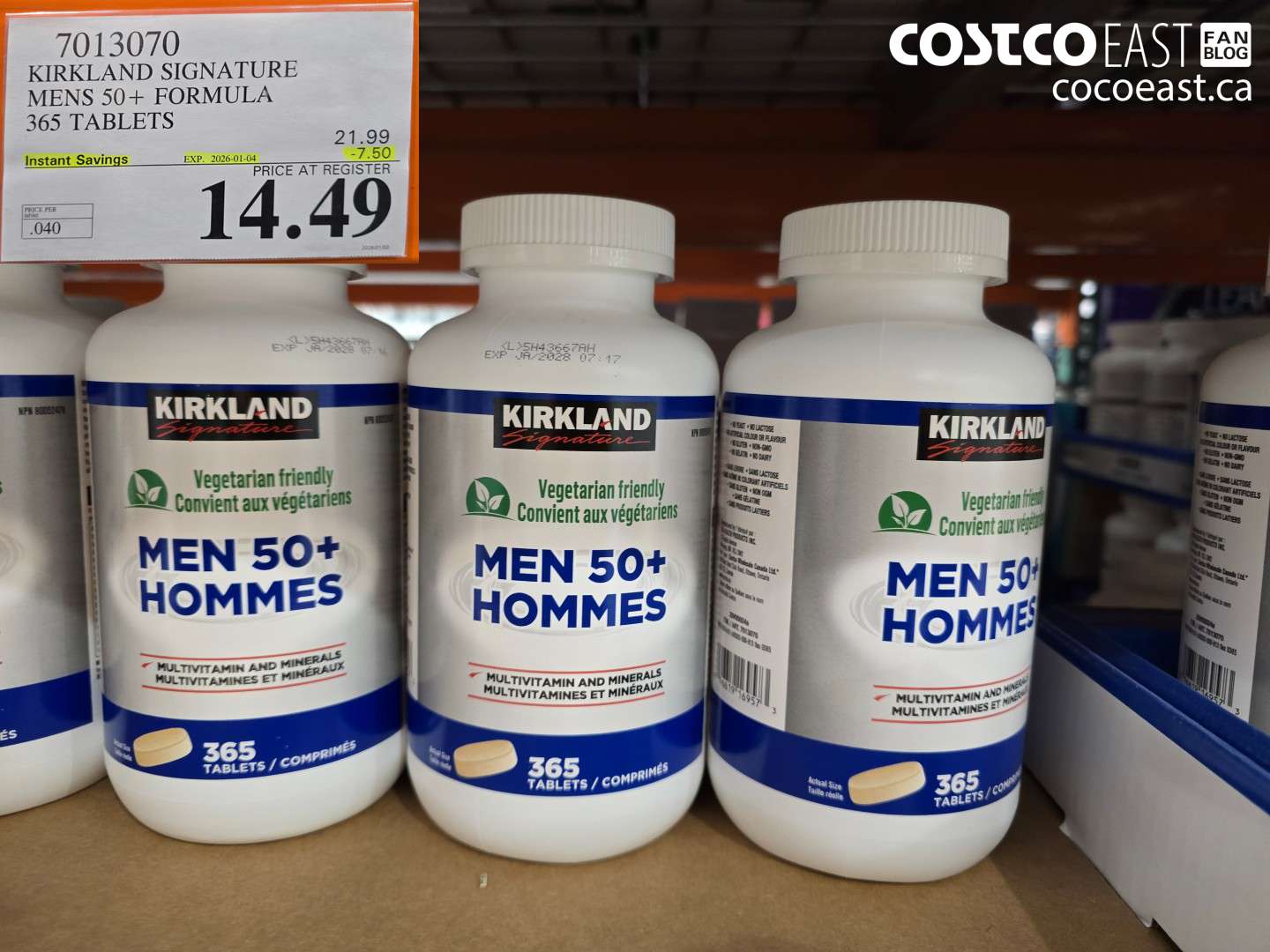 7013070 KIRKLAND SIGNATURE MENS 50+ FORMULA 365 TABLETS ($7.50 INSTANT SAVINGS EXPIRES ON 2026-01-04) $14.49