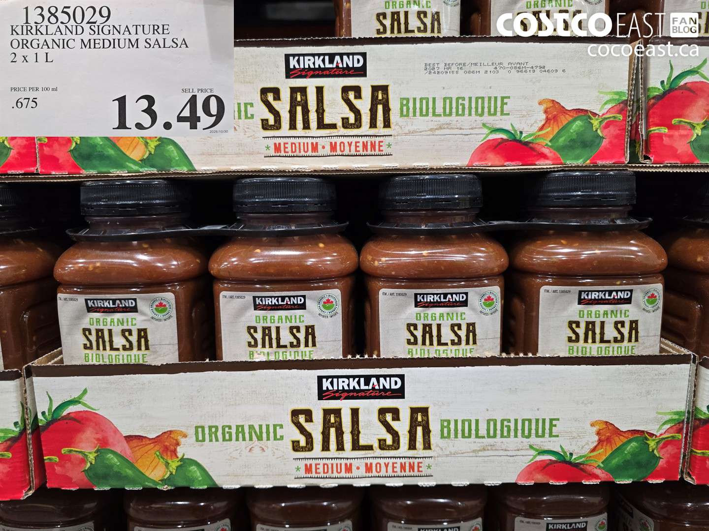 1385029 KIRKLAND SIGNATURE ORGANIC MEDIUM SALSA 2 X 1L $13.49