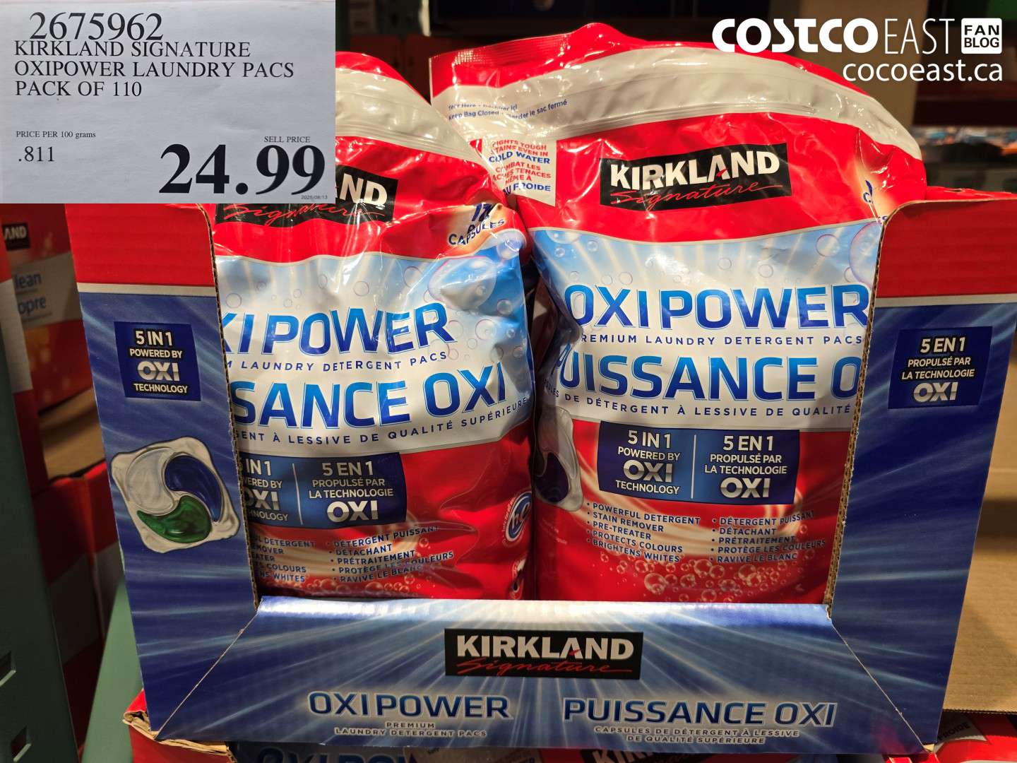 2675962 KIRKLAND SIGNATURE OXI POWER LAUNDRY PACS PACK OF 110 $24.99