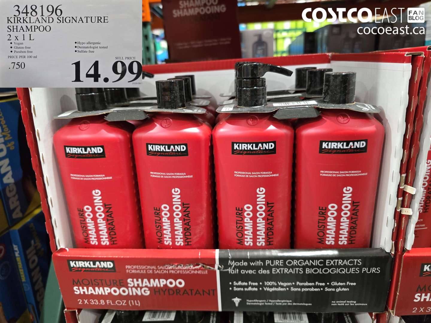 348196 KIRKLAND SIGNATURE SHAMPOO 2 X 1L $14.99