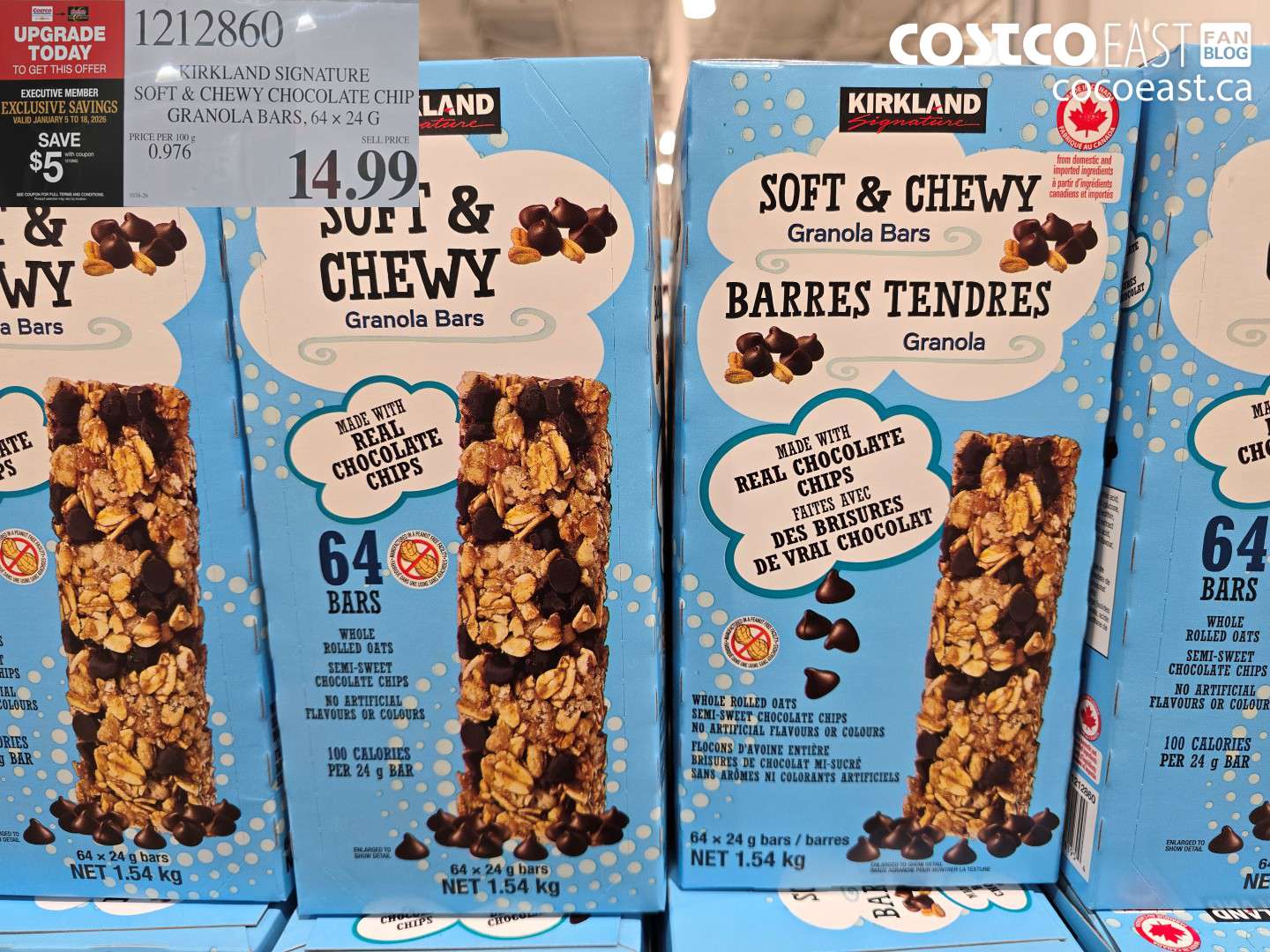 1212860 KIRKLAND SIGNATURE SOFT AND CHEWY BARS 64 X 24 G ($5.00 INSTANT SAVINGS EXPIRES ON 2026-01-18) $9.99