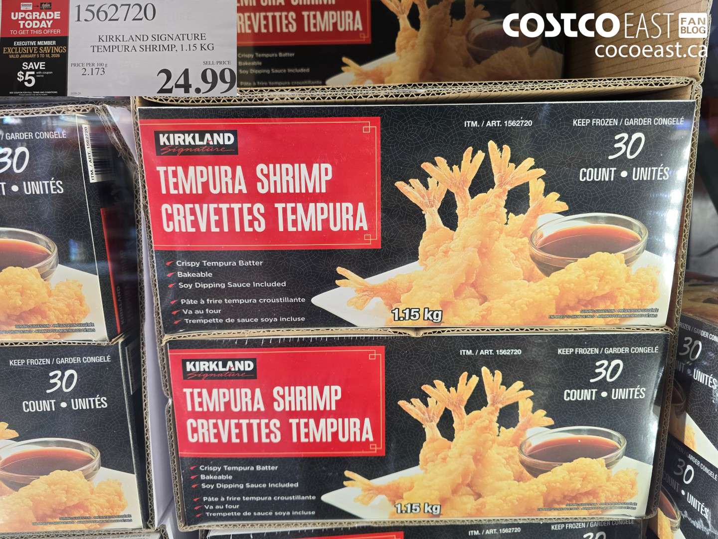 1562720 KIRKLAND SIGNATURE TEMPURA SHRIMP 1.15 KG ($5.00 INSTANT SAVINGS EXPIRES ON 2026-01-18) $19.99