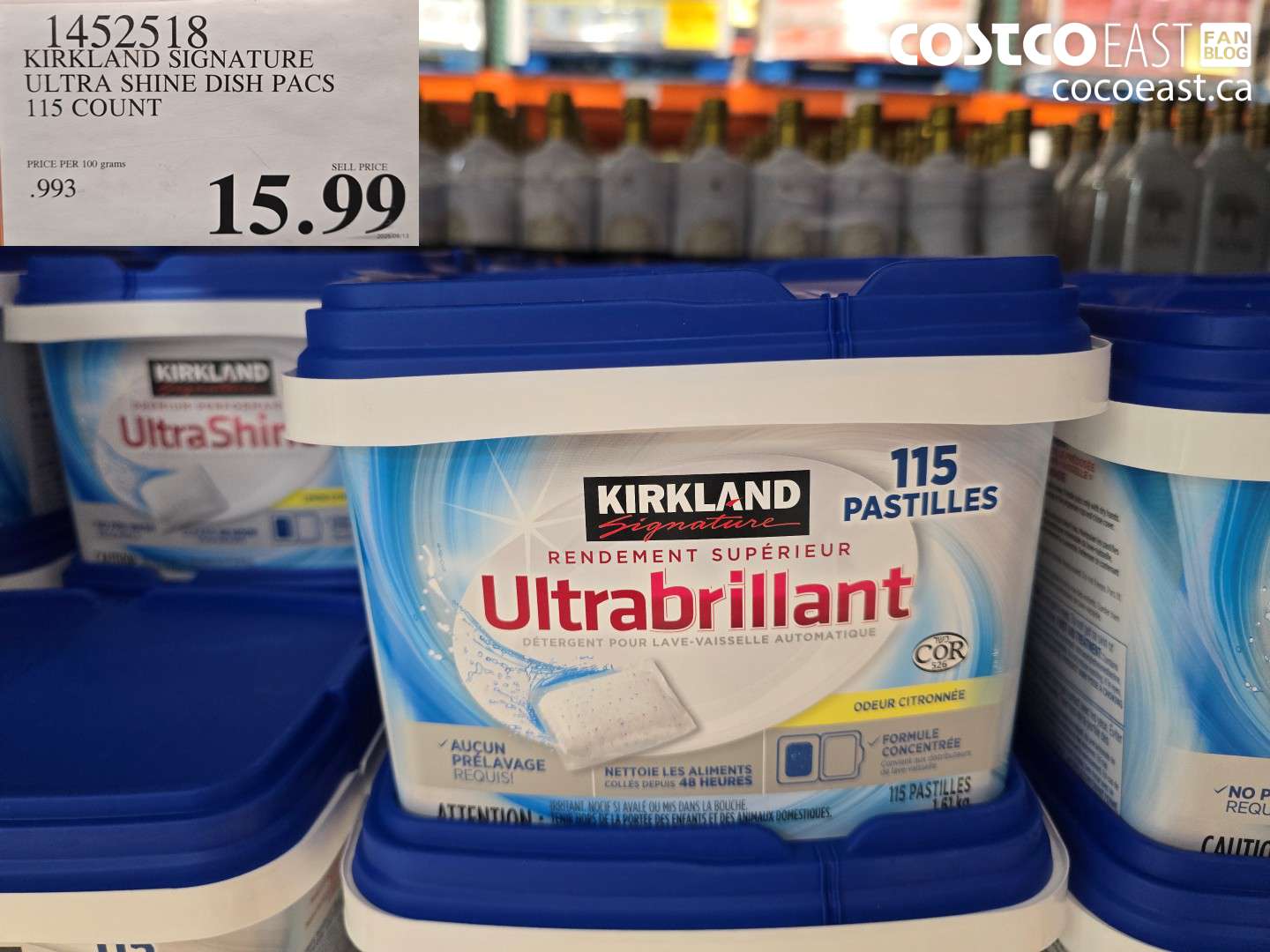 1452518 KIRKLAND SIGNATURE ULTRA SHINE DISH PACS 115 COUNT $15.99