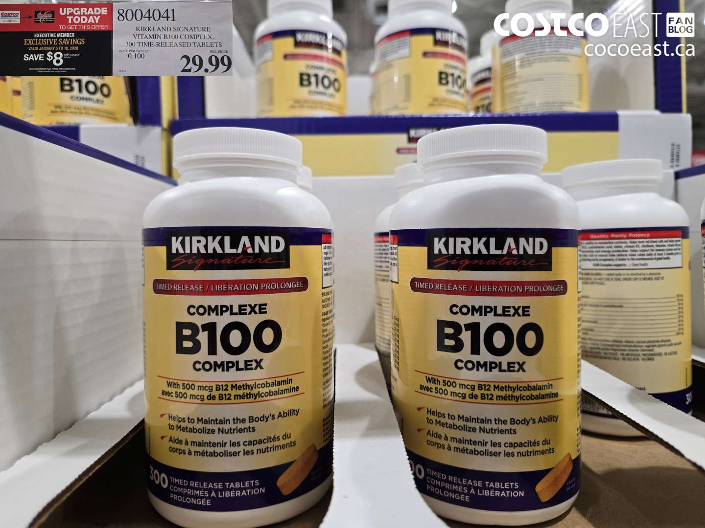 8004041 KIRKLAND SIGNATURE VITAMIN B100 COMPLEX 300 TABLETS ($8.00 INSTANT SAVINGS EXPIRES ON 2026-01-18) $21.99