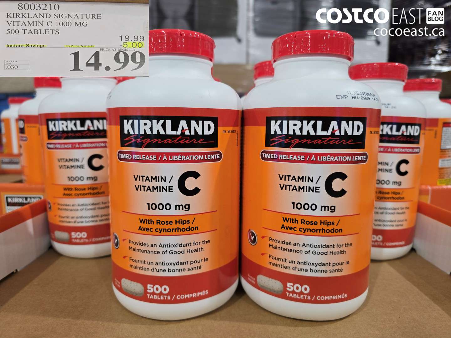 8003210 KIRKLAND SIGNATURE VITAMIN C 1000 MG 500 TABLETS ($5.00 INSTANT SAVINGS EXPIRES ON 2026-01-18) $14.99