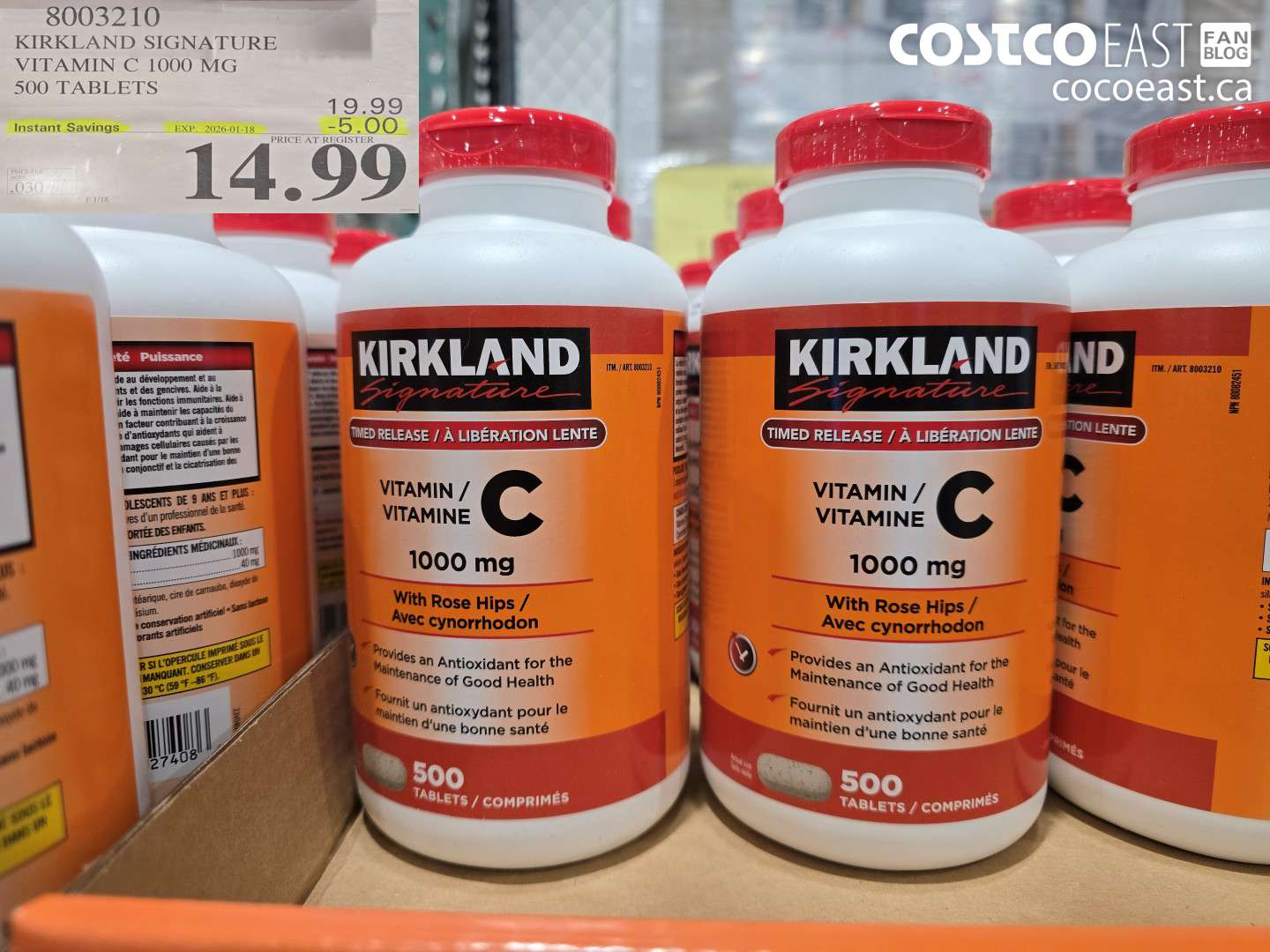 8003210 KIRKLAND SIGNATURE VITAMIN C 1000 MG 500 TABLETS ($5.00 INSTANT SAVINGS EXPIRES ON 2026-01-18) $14.99