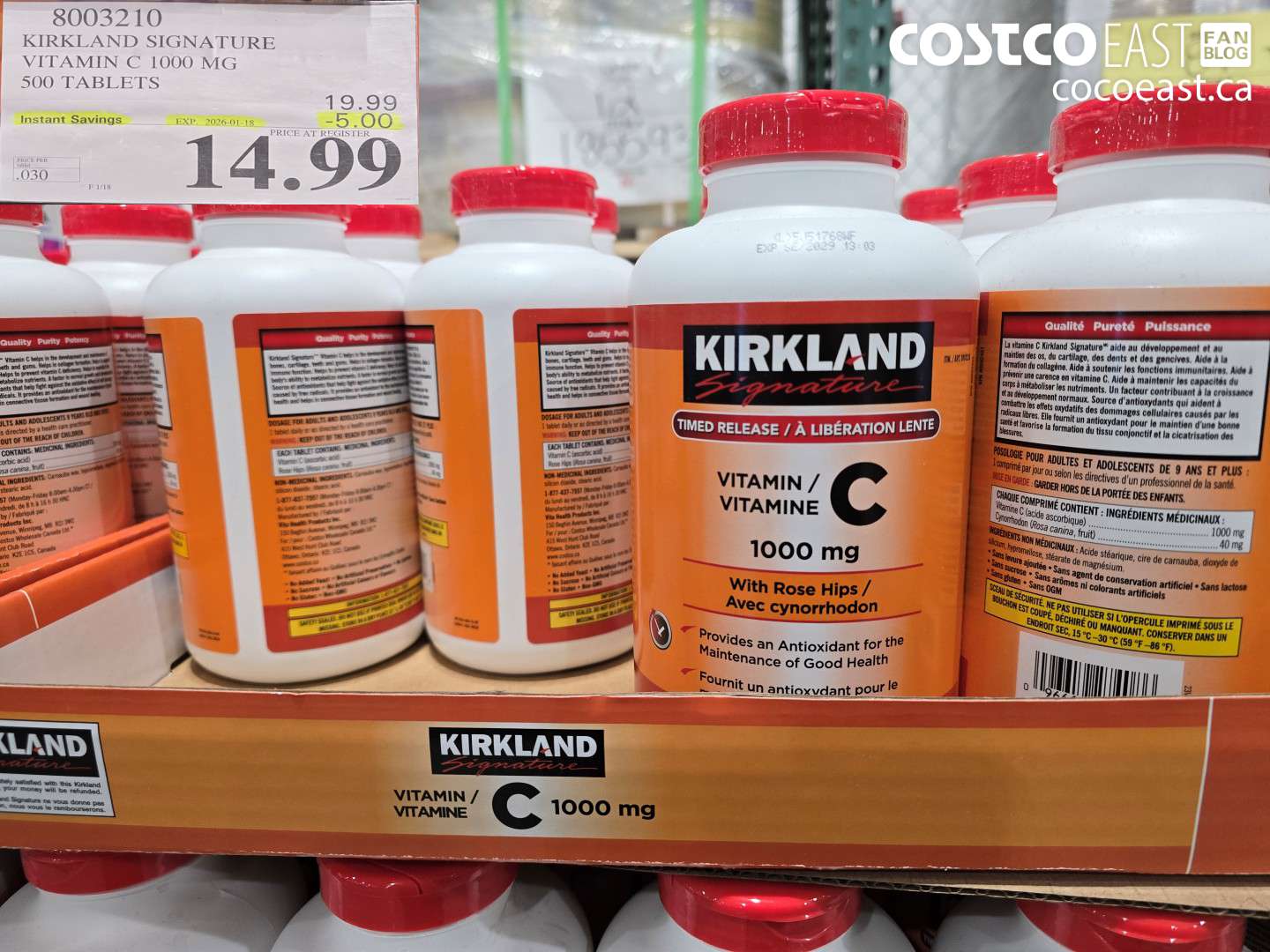 8003210 KIRKLAND SIGNATURE VITAMIN C 1000 MG 500 TABLETS ($5.00 INSTANT SAVINGS EXPIRES ON 2026-01-18) $14.99