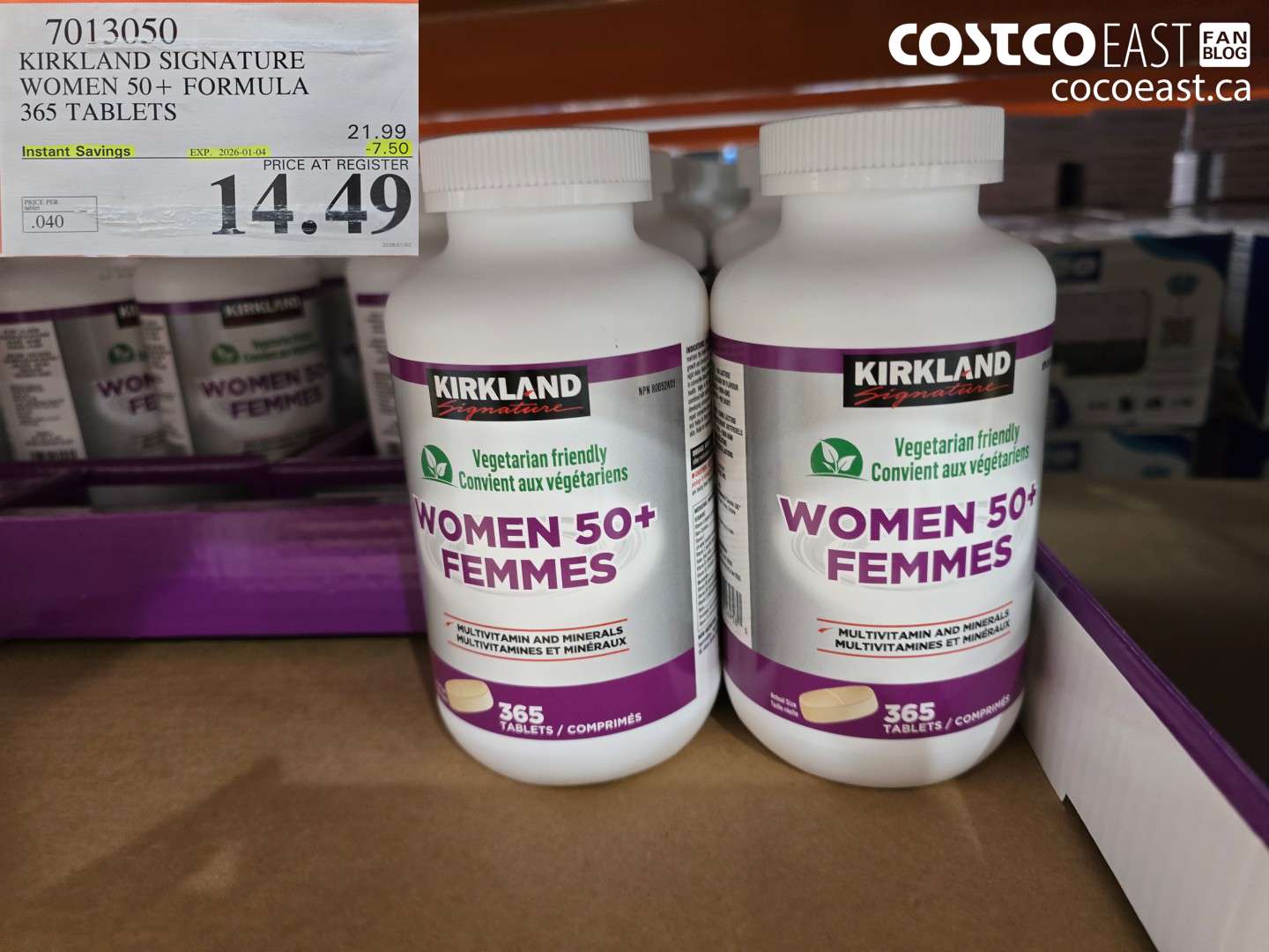 7013050 KIRKLAND SIGNATURE WOMEN 50+ FORMULA 365 TABLETS ($7.50 INSTANT SAVINGS EXPIRES ON 2026-01-04) $14.49