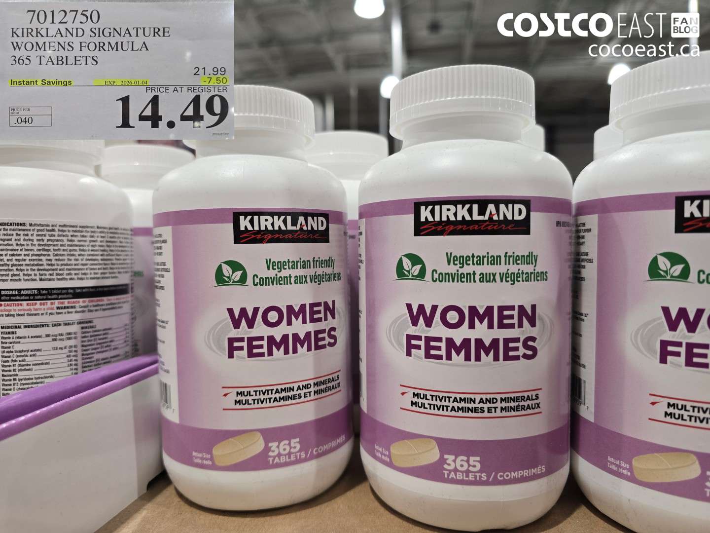 7012750 KIRKLAND SIGNATURE WOMEN FORMULA 365 TABLETS ($7.50 INSTANT SAVINGS EXPIRES ON 2026-01-04) $14.49