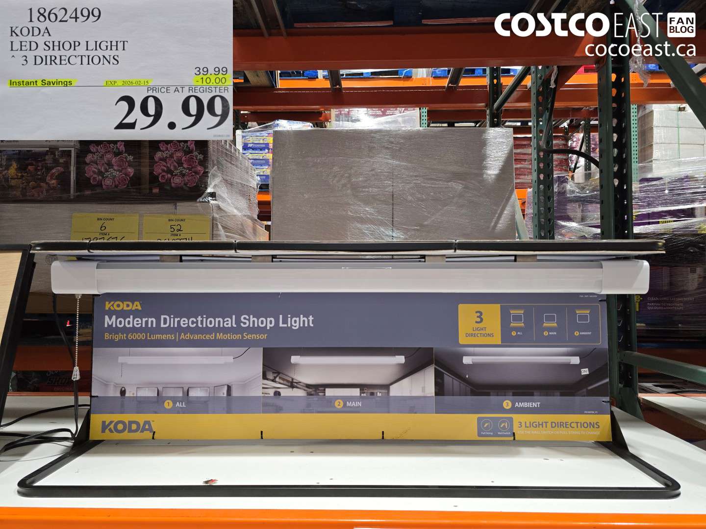 1862499 KODA LED SHOP LIGHT * 3 DIRECTIONS ($10.00 INSTANT SAVINGS EXPIRES ON 2026-02-15) $29.99