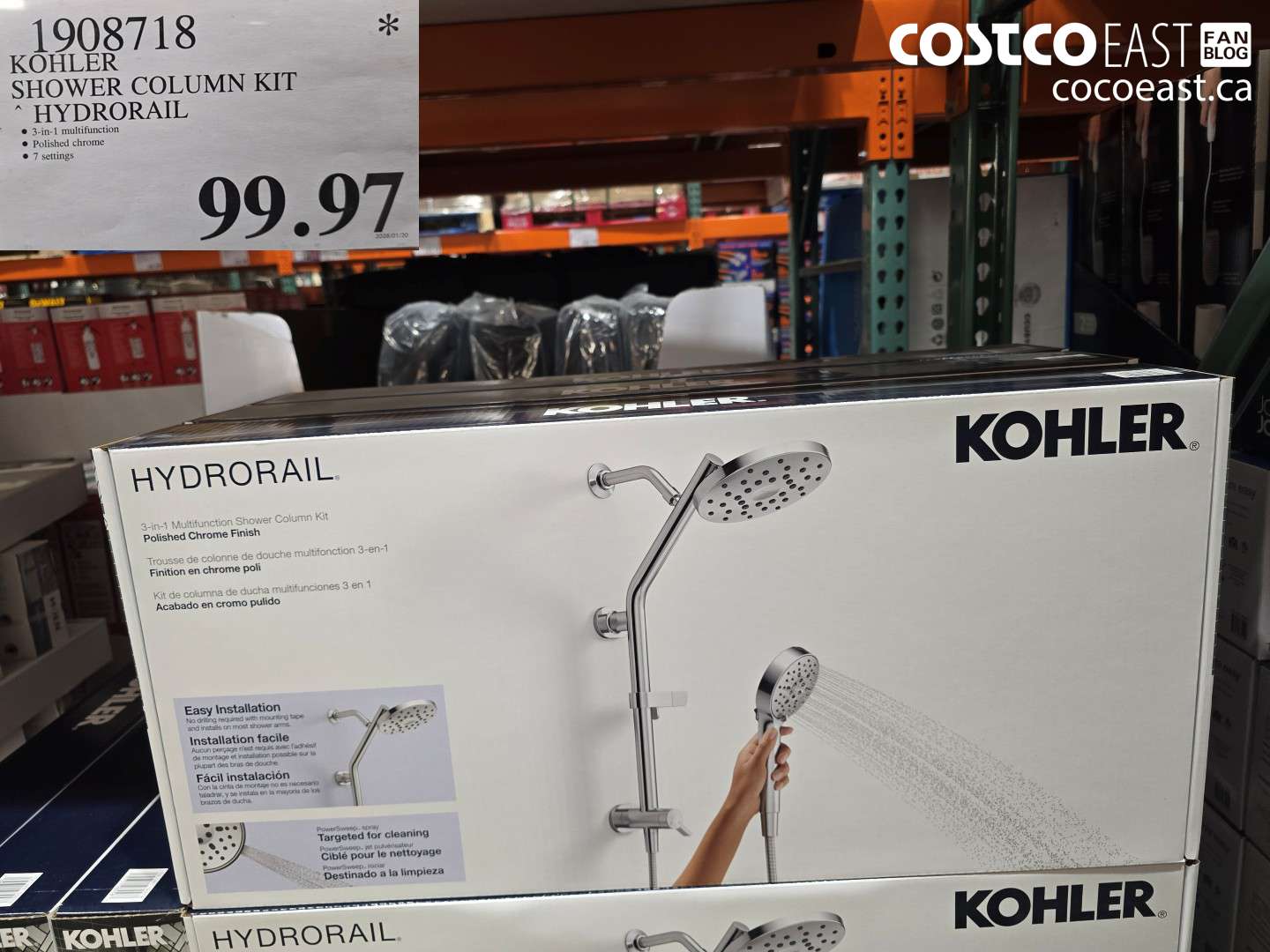 1908718 KOHLER SHOWER COLUMN KIT HYDRORAIL $99.97