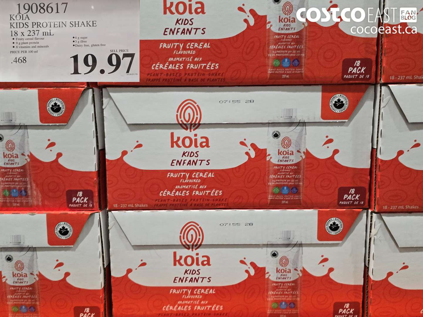 1908617 KOIA KIDS PROTEIN SHAKE 18 X 237 ML $19.97