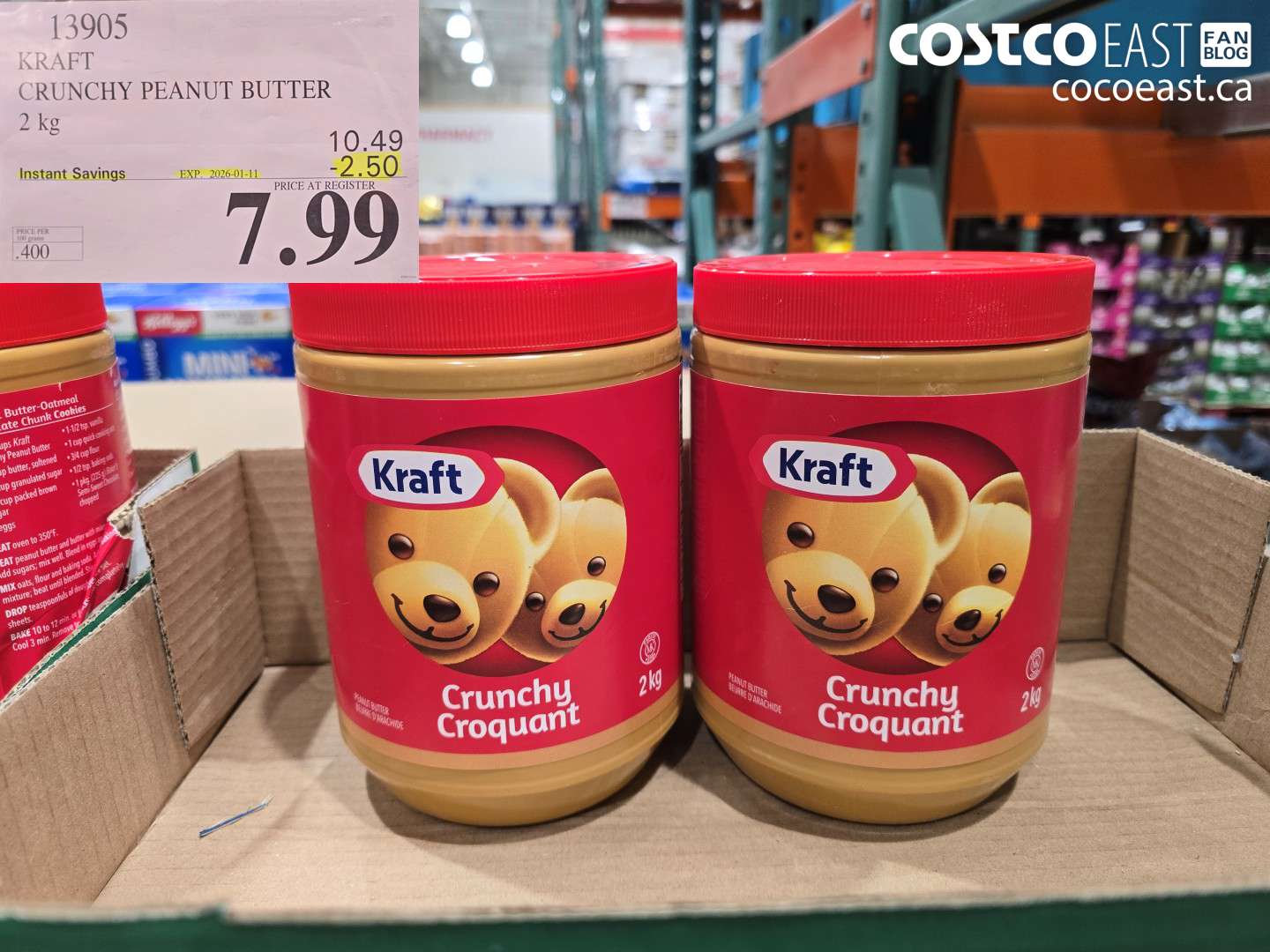 13905 KRAFT CRUNCHY PEANUT BUTTER 2 KG ($2.50 INSTANT SAVINGS EXPIRES ON 2026-01-11) $7.99