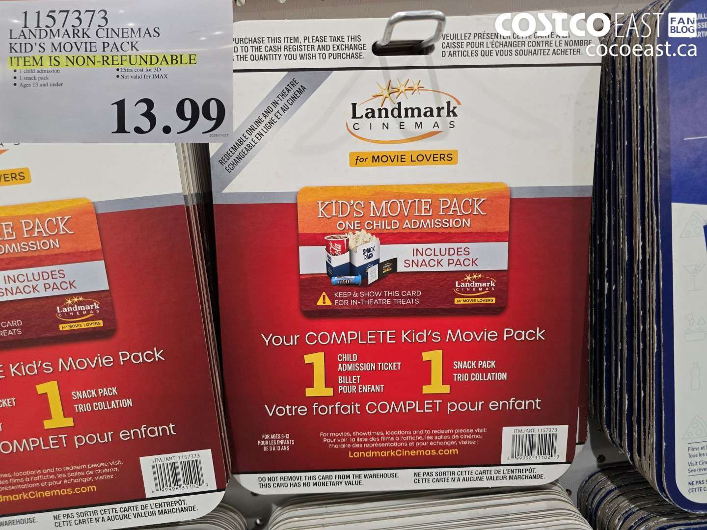 1157373 LANDMARK CINEMAS KID'S MOVIE PACK ITEM IS NON-REFUNDABLE $13.99