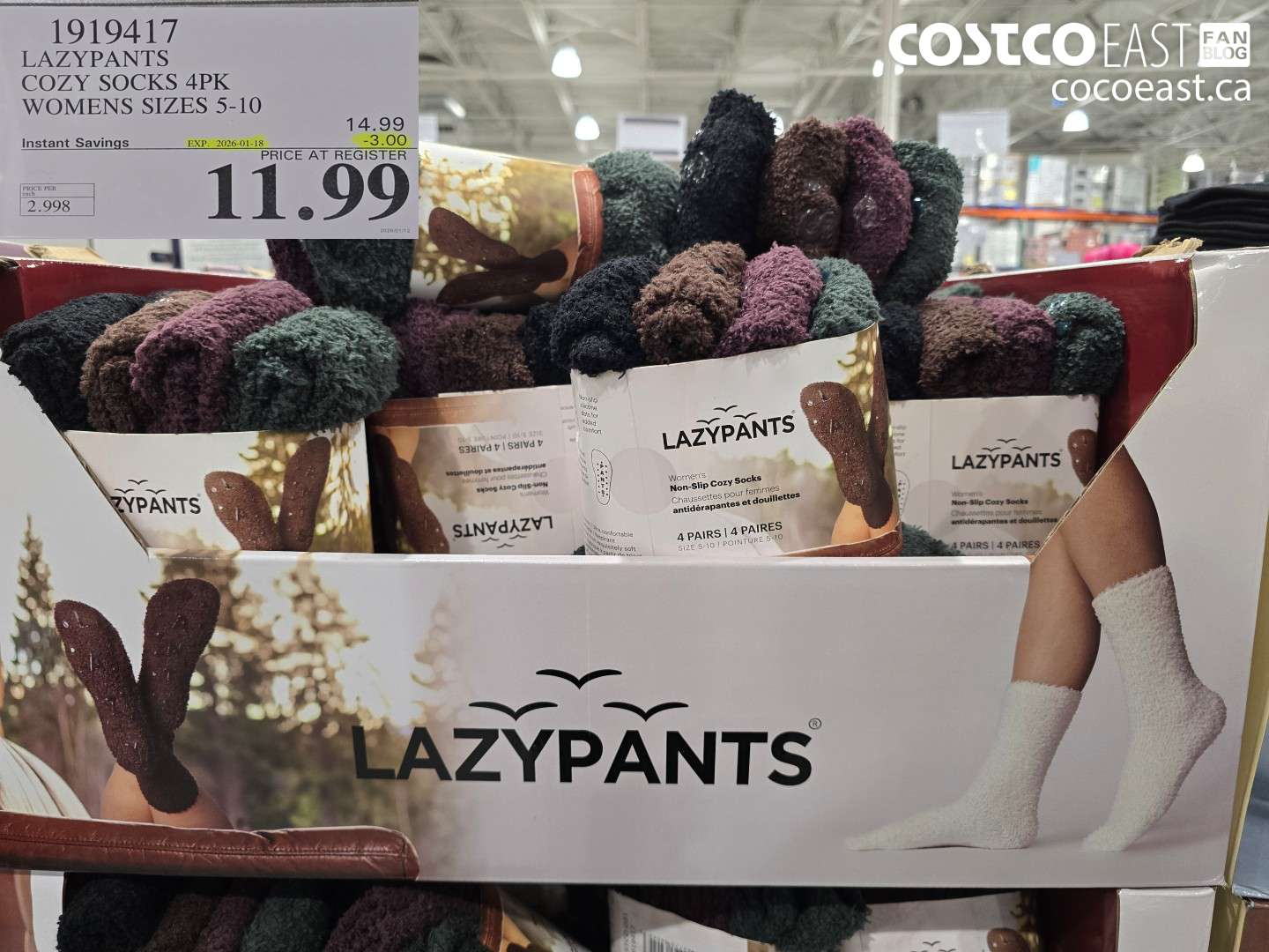 1919417 LAZYPANTS COZY SOCKS 4PK WOMENS SIZES 5-10 ($3.00 INSTANT SAVINGS EXPIRES ON 2026-01-18) $11.99