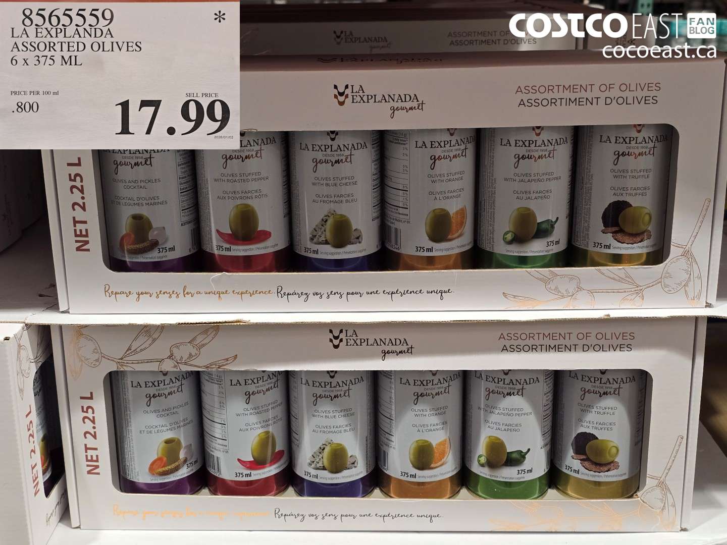 8565559 LA EXPLANDA ASSORTED OLIVES 6x 375 ML $17.99