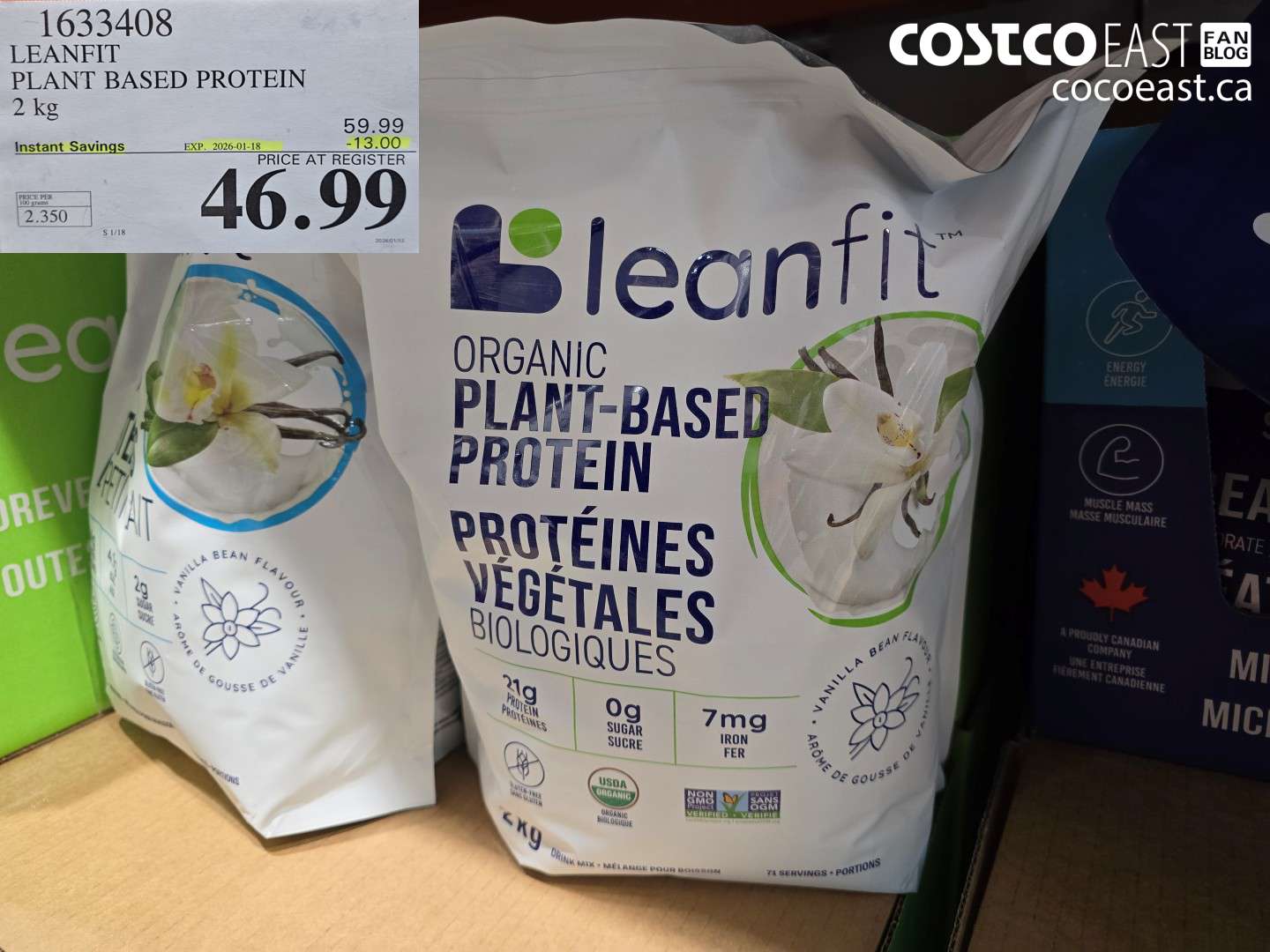 1633408 LEANFIT PLANT BASED PROTEIN 2 KG ($13.00 INSTANT SAVINGS EXPIRES ON 2026-01-18) $16.99