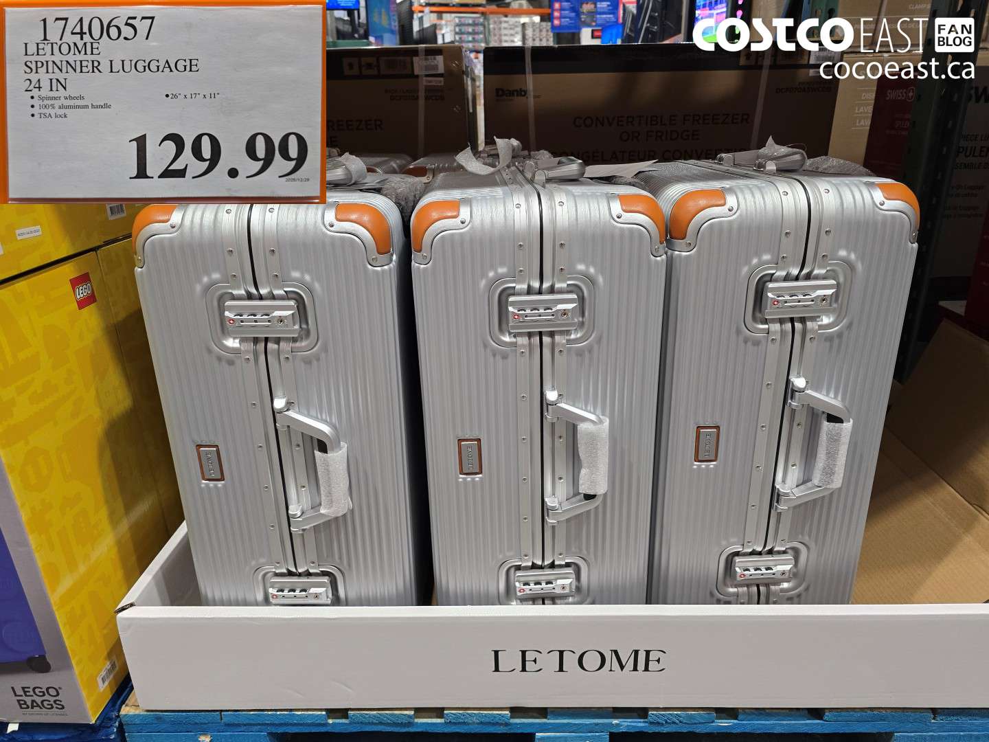 1740657 LETOME SPINNER LUGGAGE 24 IN $129.99