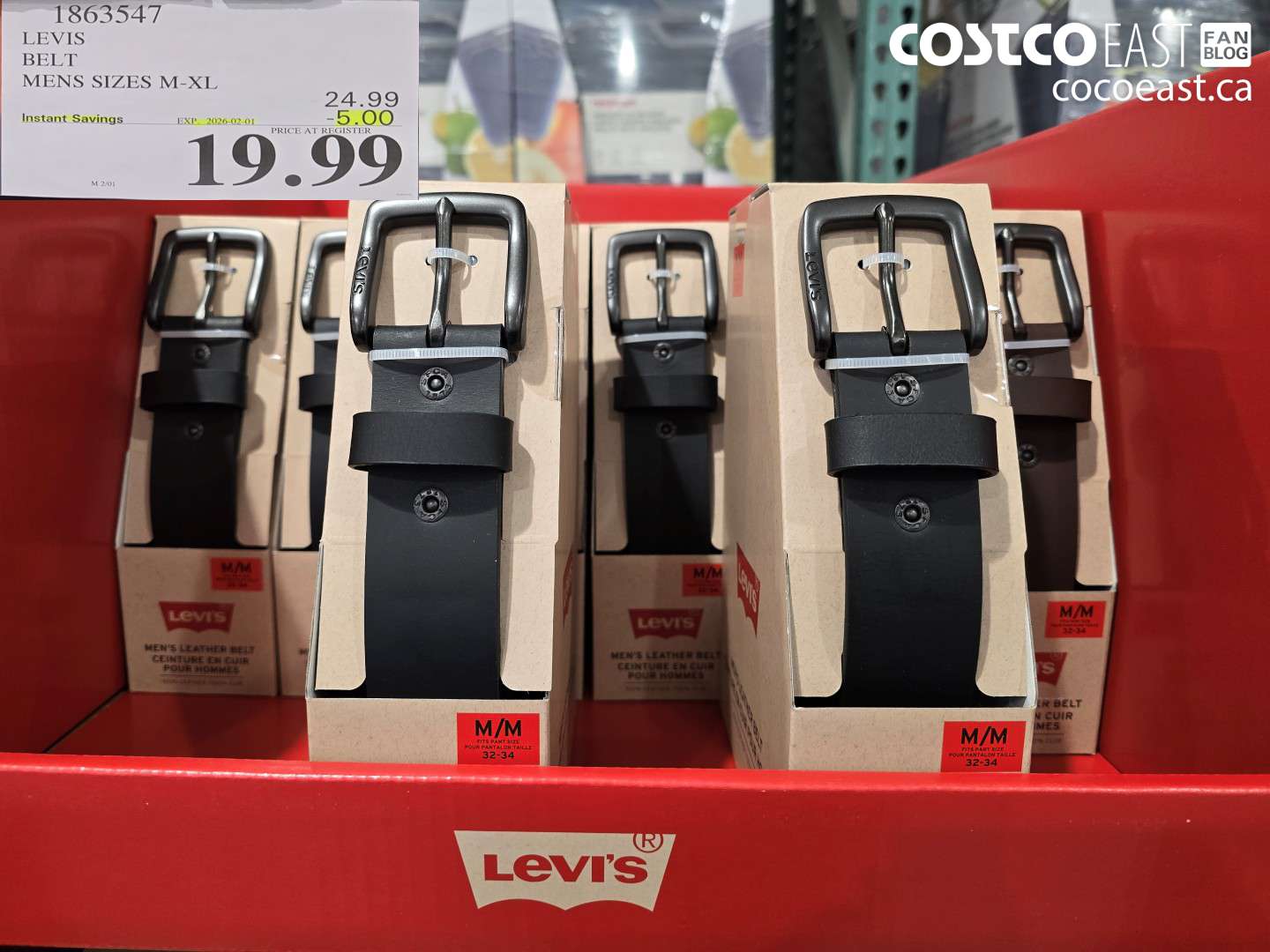 1863547 LEVIS BELT MENS SIZES M-XL ($5.00 INSTANT SAVINGS EXPIRES ON 2026-02-01) $19.99