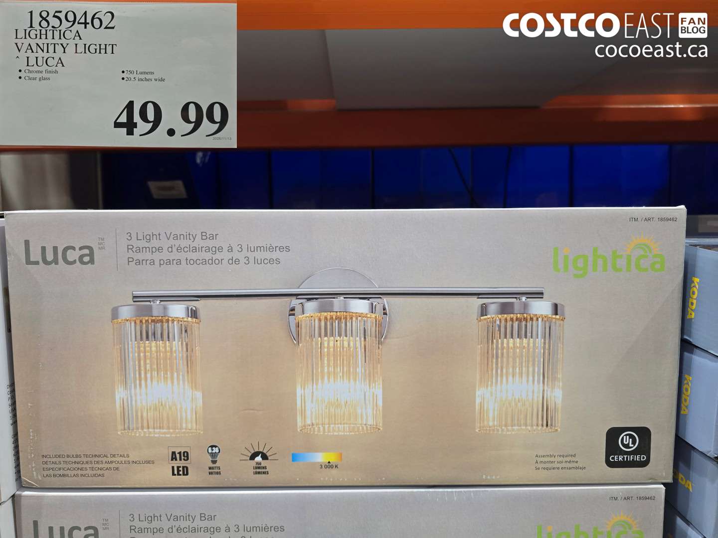 1859462 LIGHTICA VANITY LIGHT LUCA $49.99