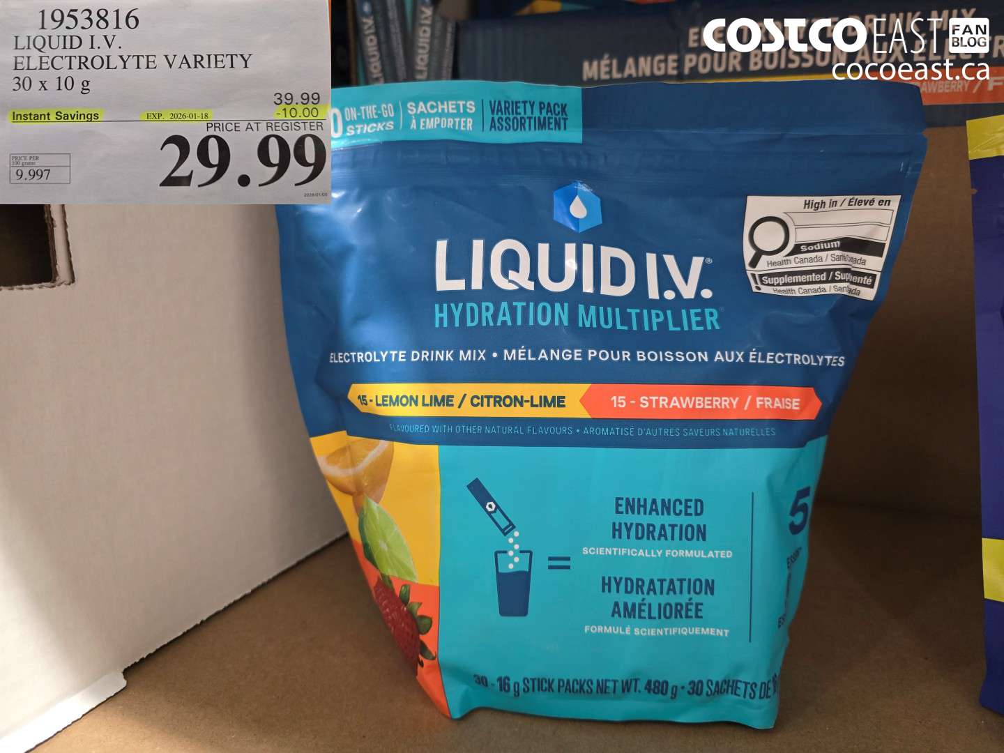 1953816 LIQUID I.V. ELECTROLYTE VARIETY 30 X 10 G ($10.00 INSTANT SAVINGS EXPIRES ON 2026-01-18) $29.99