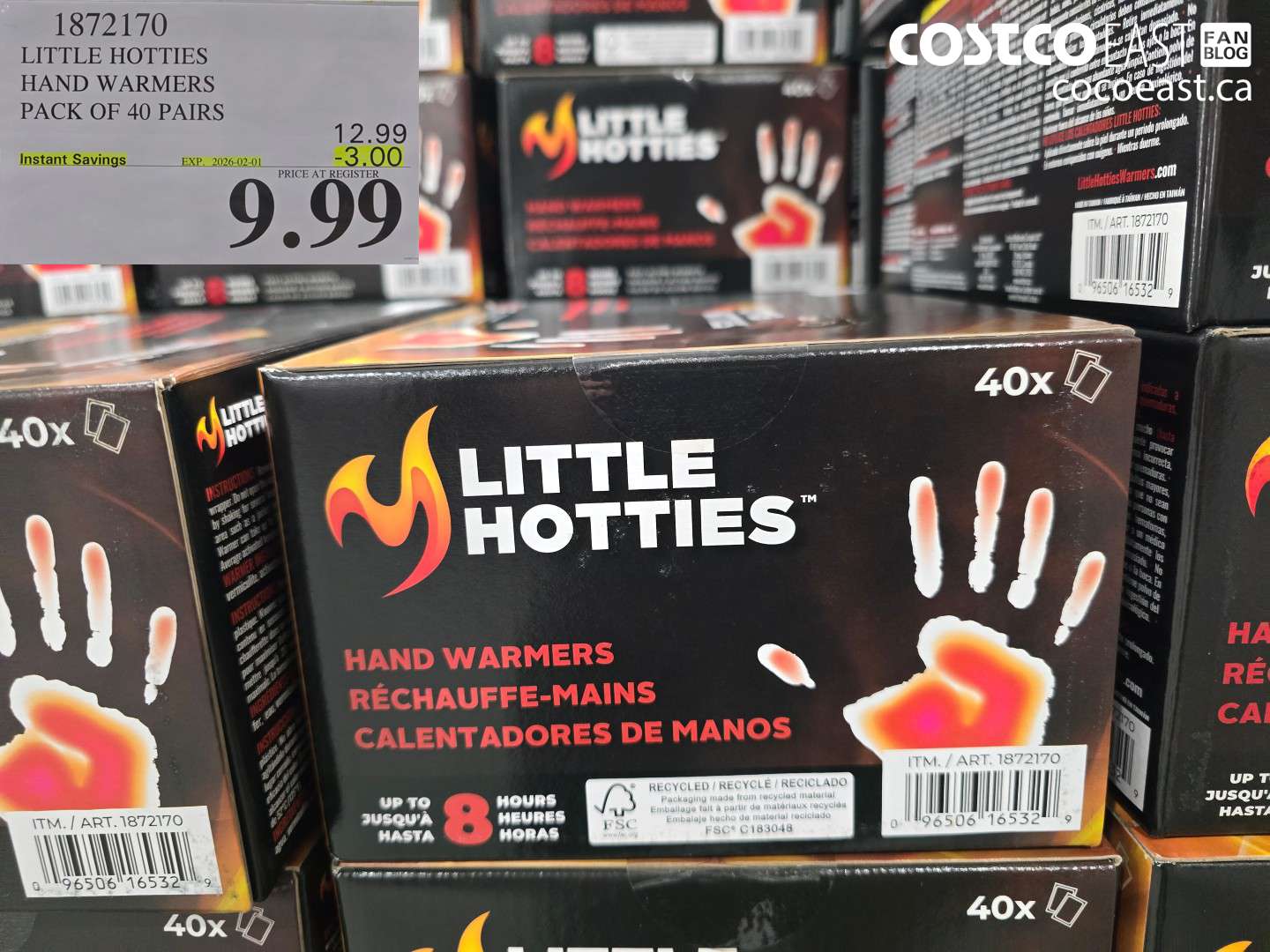 1872170 LITTLE HOTTIES HAND WARMERS PACK OF 40 PAIRS ($3.00 INSTANT SAVINGS EXPIRES ON 2026-02-01) $9.99
